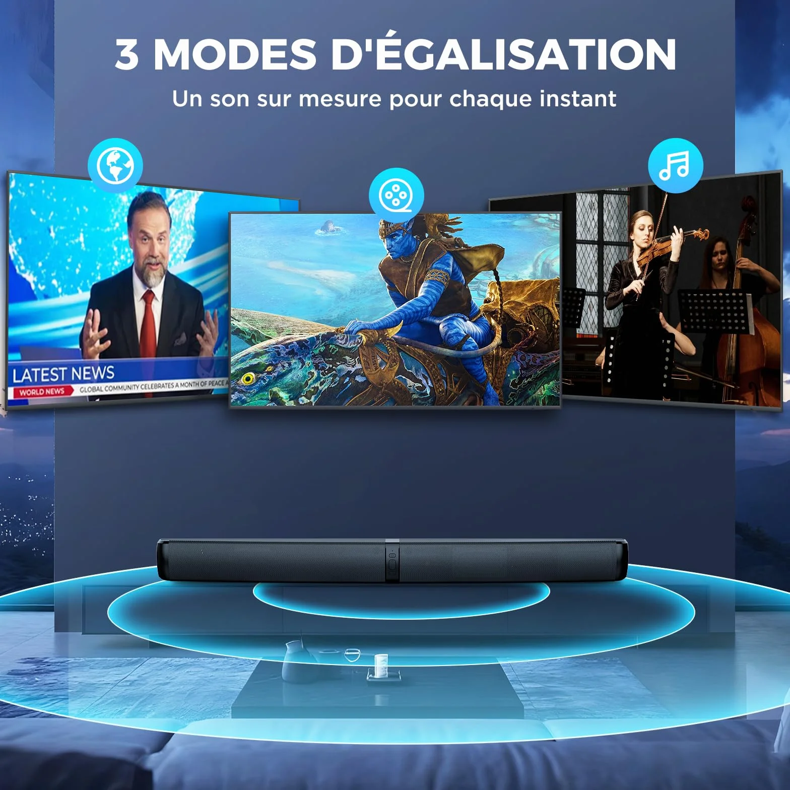 GarageRock Barre de Son TV 90W 2-en-1 Amovible Bluetooth 5.3 Arc Optique AUX Home Cinéma