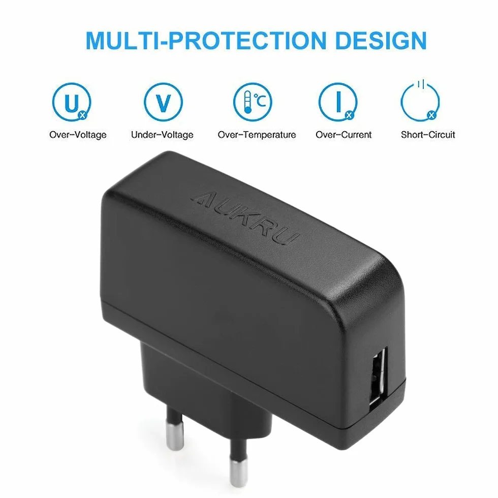8 en 1 Chargeur USB 5V2A Universel Adaptateur Secteur avec 8 Embouts Connecteur à d'écoupage pour différents appareils -Noir
