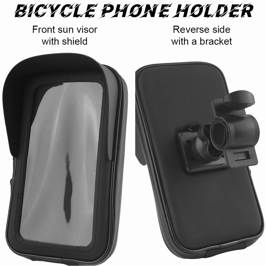 Support Téléphone Velo Etanche, Support Telephone Moto, 360° Rotation IPX6, Compatible avec VTT et Moto, Porte Téléphone Velo avec Coque Arrière Transparente, Port de Charge, pour 6.5 Pouces