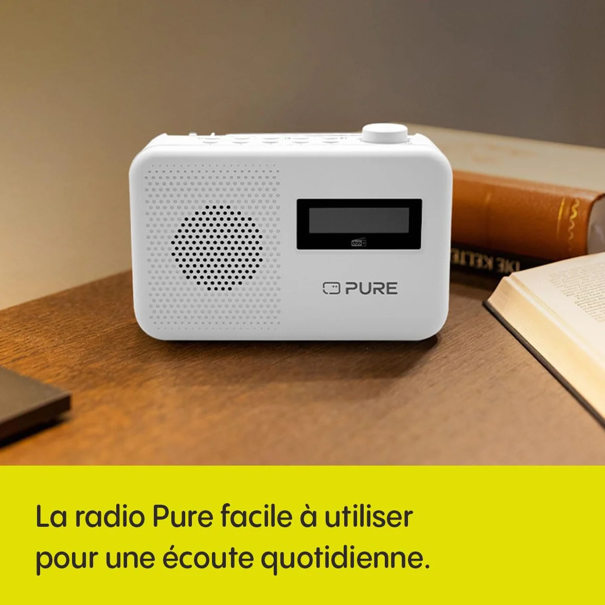 Pure Elan One2 Radio Portable Dab+/FM avec Bluetooth 5.1 (écran LCD, 10 Touches de mémoire, Fonctionne avec 4 Piles AA) Blanc Coton