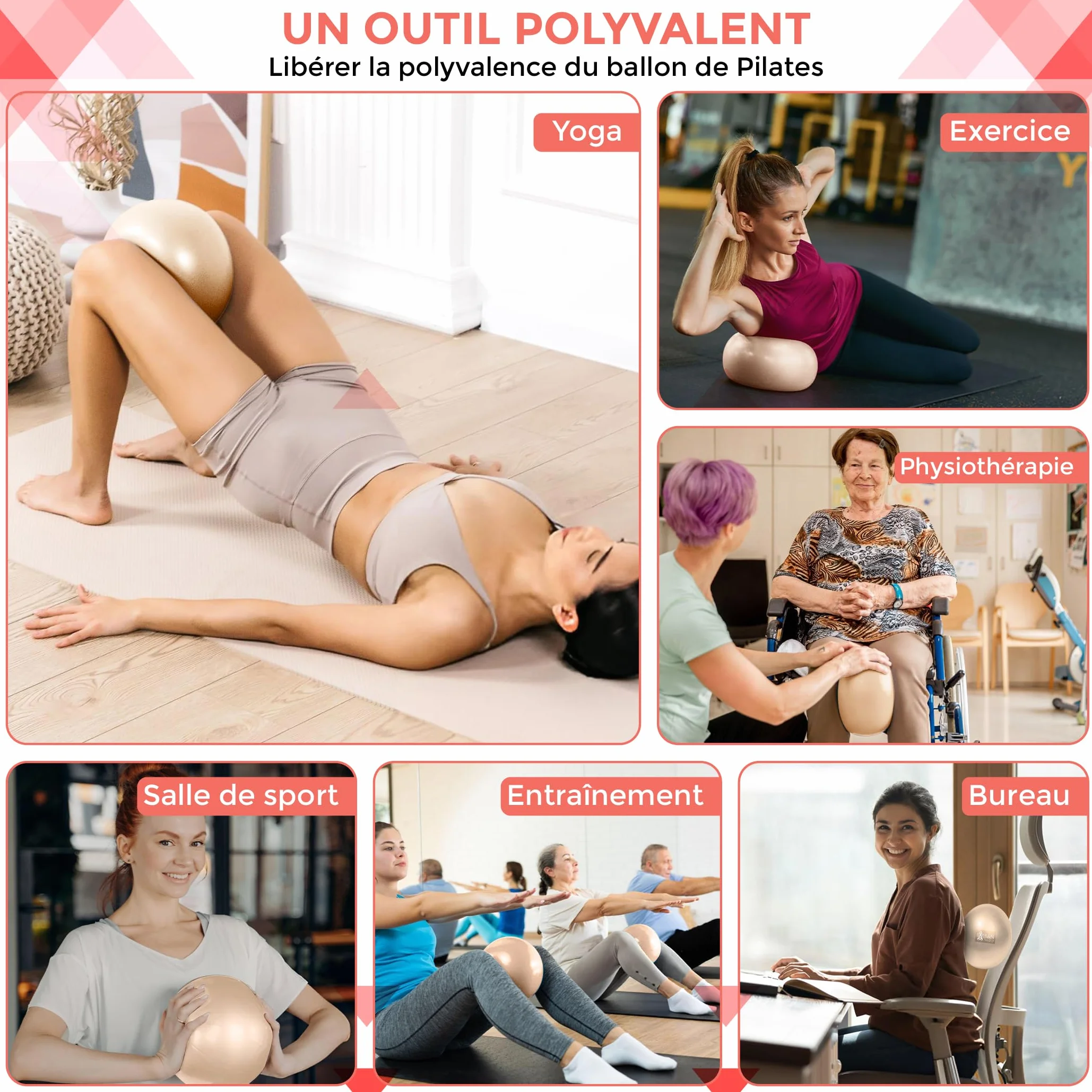 Kit Pilates Complet à Domicile - Pilates Ring, Ballon, Bandes de Résistance, Chaussettes, Guide