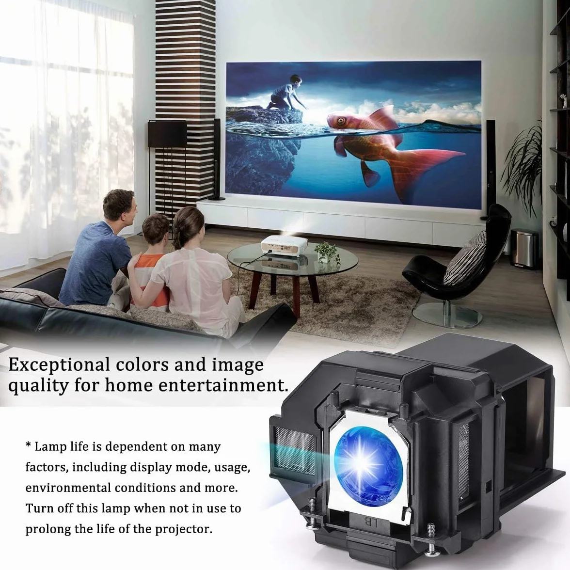 Lampe de Vidéoprojecteur Epson ELPLP96 EH-TW650 EH-TW5600 EH-TW5650 EB-U05 EB-U42 EB-W05 EB-W39 EB-S05 EB-S41 PowerLite Home Cinema 1060 2100 2150 EX7260 EX9210 EX9220 VS250 VS350 VS355