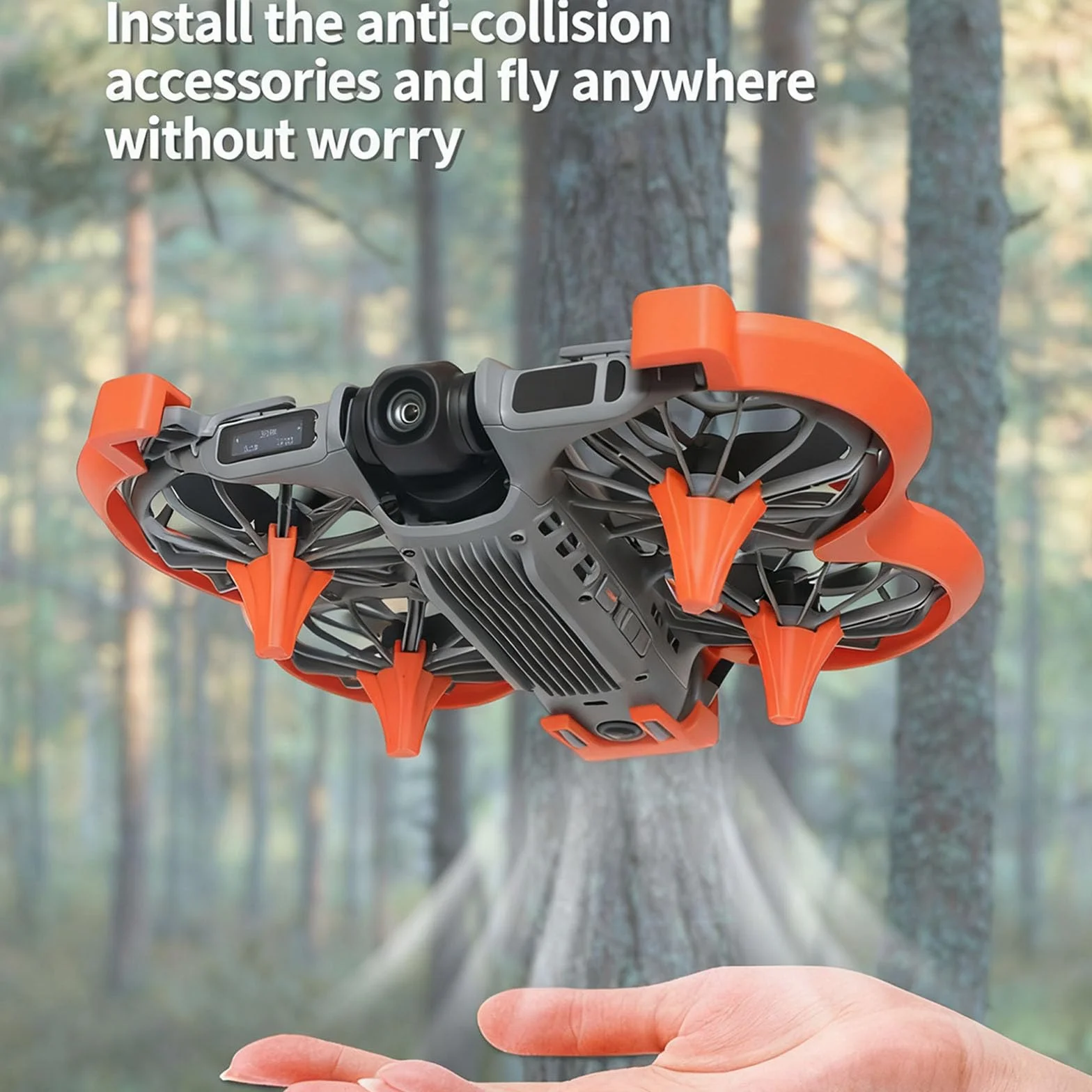 3en1 Protection Kit pour DJI Neo 2 Protection d'hélices+Train d'atterrissage+Transceiver Protecteur, Protection Anti-Collision Protecteur des hélices Drone Accessoires pour DJI Neo 2 (Orange)
