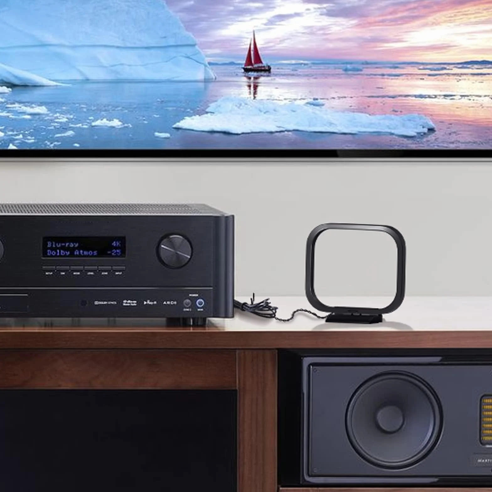 Bingfu Antenne Radio AM Cadre avec 2 Broches Fil Nu Antenne Chaine HiFi Intérieur Compatible avec Denon Pioneer Onkyo HiFi Récepteur Stéréo Bluetooth AV Audio Système Cinéma Home