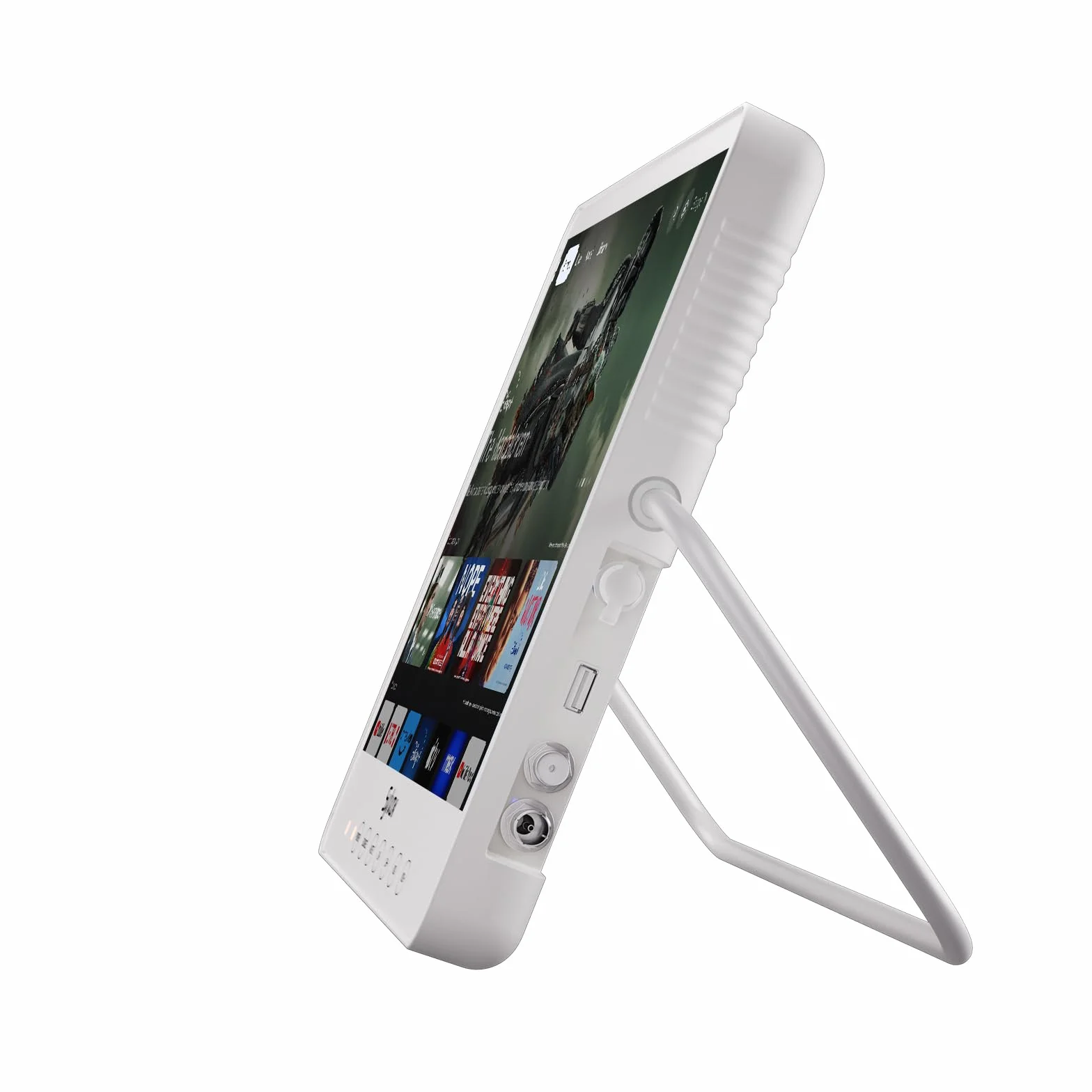 SYLVOX 15,6 Pouces Téléviseur Portable, Smart Google TV IP66 Étanche | Mini TV 1080P FHD Girevole 360°avec Poignée | DVB-C/T/T2/S2 | USB/HDMI -10000mAh (4-6 Heures) pour Camping, Chambre, Cuisine