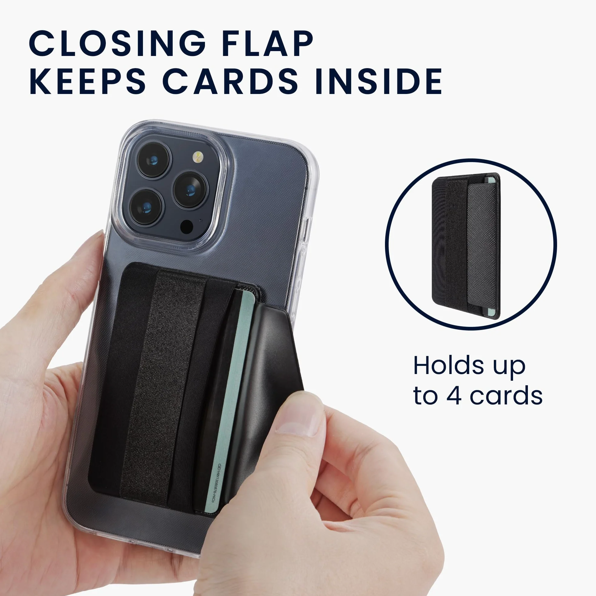kwmobile Porte-Carte autoadhésif Smartphone 2X Pochette autocollante Tissue 4 Cartes Support Main Noir