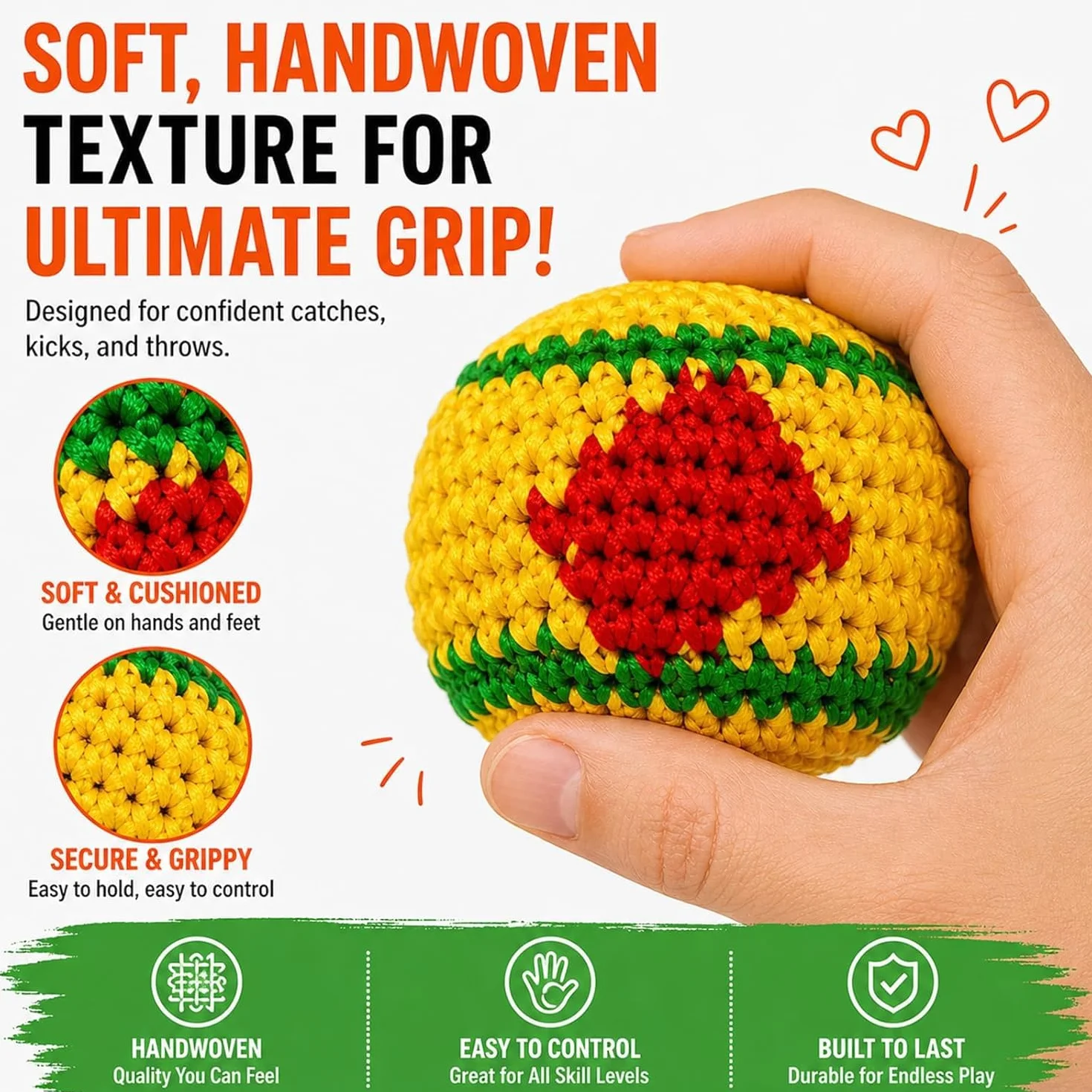 Balles de Frappe Tricotées Ensemble 6/12/18 Sacs de Pieds au Crochet pour Enfants Adultes Jeux Plein Air