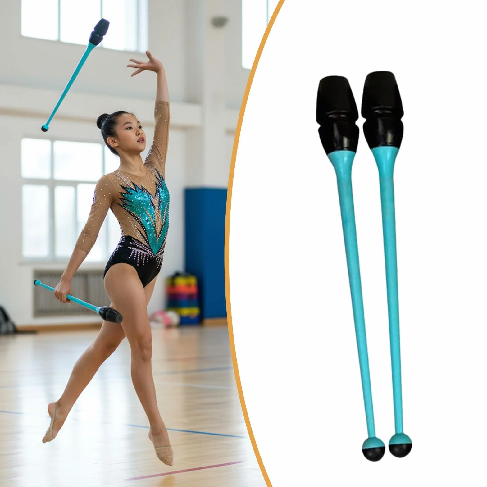 Barres de Gymnastique Rythmique Connectables 36 cm Caoutchouc PP Équipement d'Entraînement