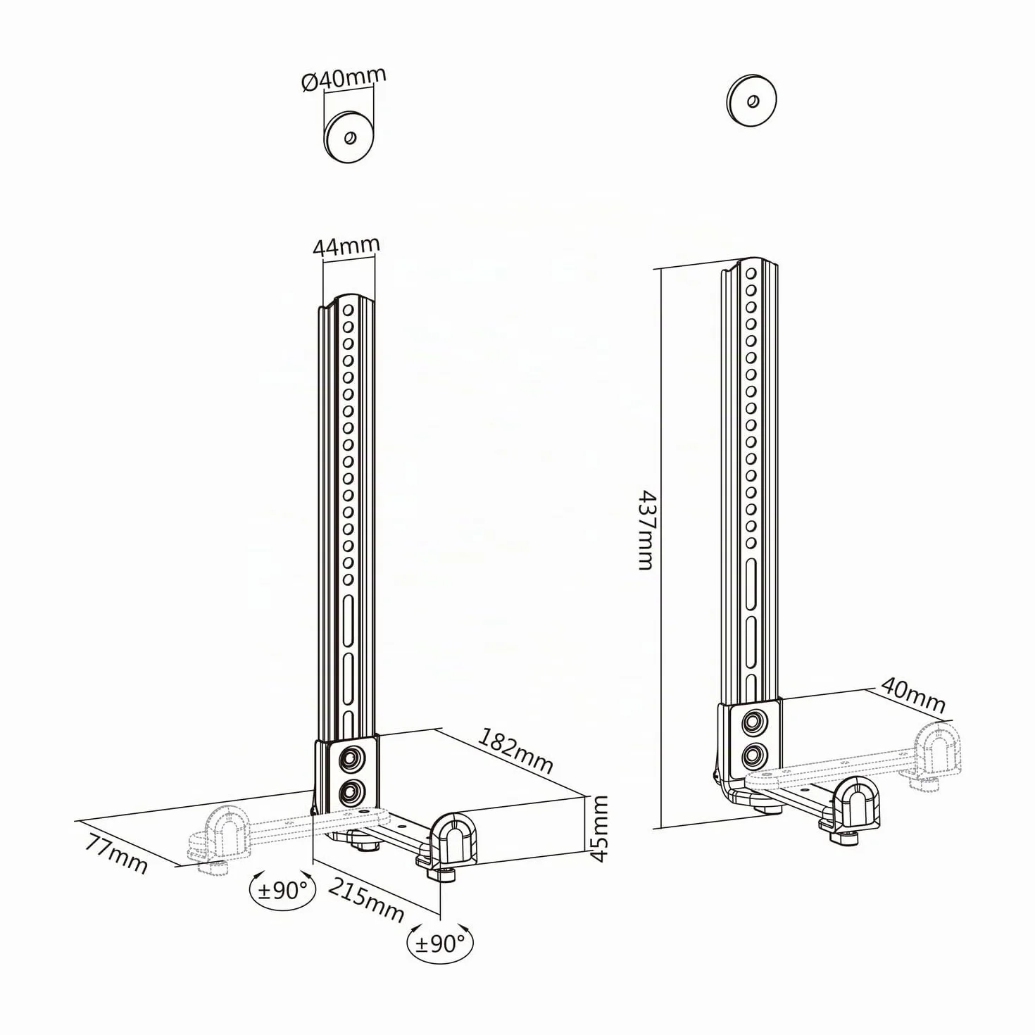AISENS - SPK01U-189 - Support Universel pour Barre de Son, Noir