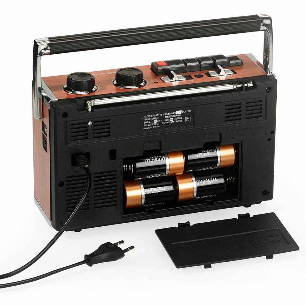 Ricatech PR85 – Lecteur de cassettes et enregistreur des années 80, Radio AM/FM/SW, USB, Port de carte SD, Microphone intégré, Arrêt automatique, Poids léger, haut-parleurs intégrés de 8 watts