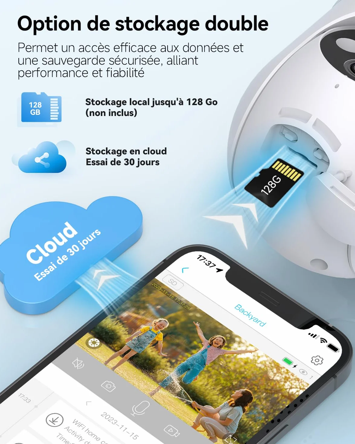 SEHMUA 2K Caméra Surveillance WiFi Exterieure sans Fil, 360° PTZ Caméra Extérieur sans Fil Batterie sur Panneau Solaire, 2,4 GHz, Vision Nocturne Couleur, Détection PIR, Audio Bidirectionnel, 2 Pièces