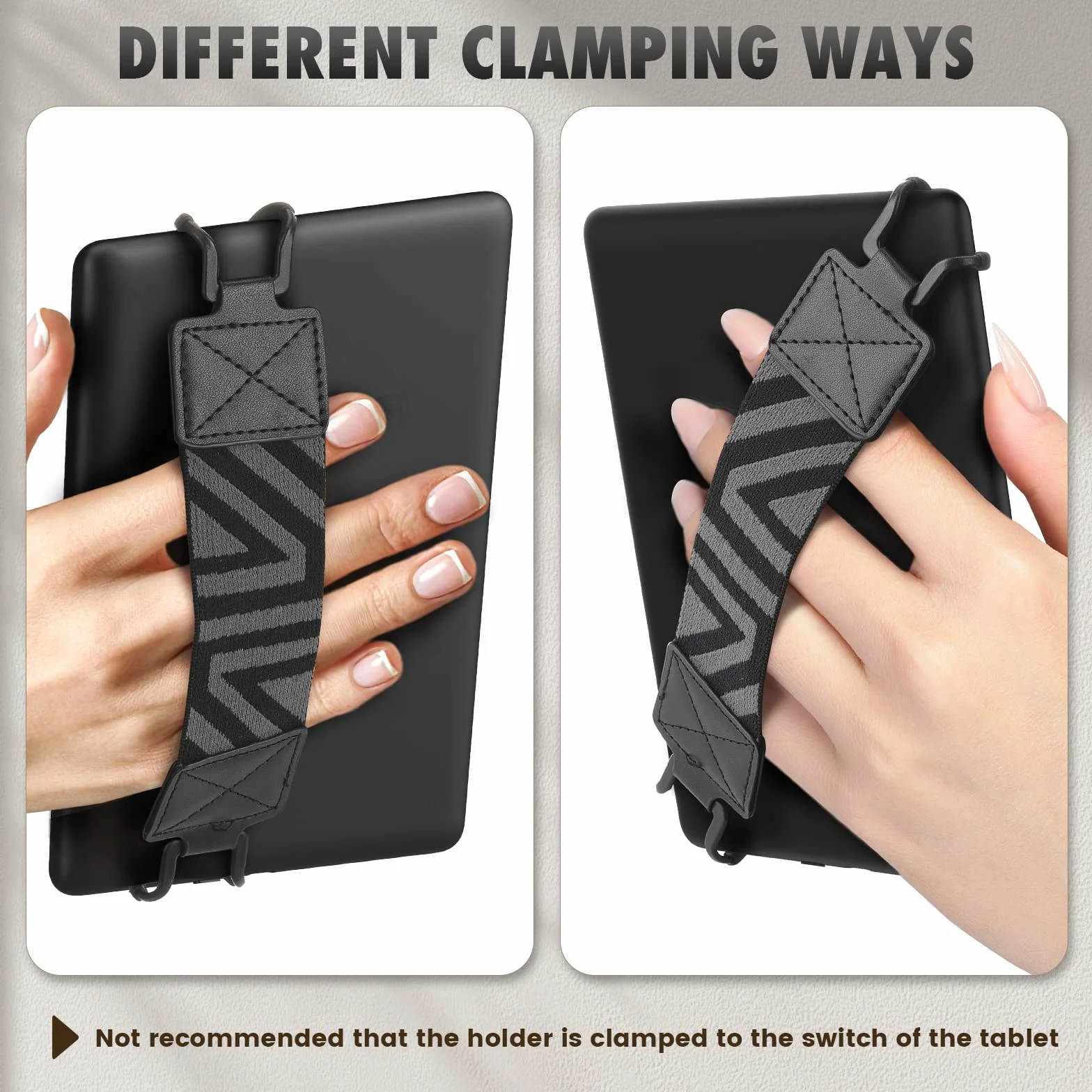MoKo Dragonne de Sécurité pour 6-8" Kindle eReaders- Kindle/Kobo/Voyaga/Lenovo/Sony E-Book Tablet, Sangle Haute-Élastique Polyvalente Légère Support Antidérapante, Noir