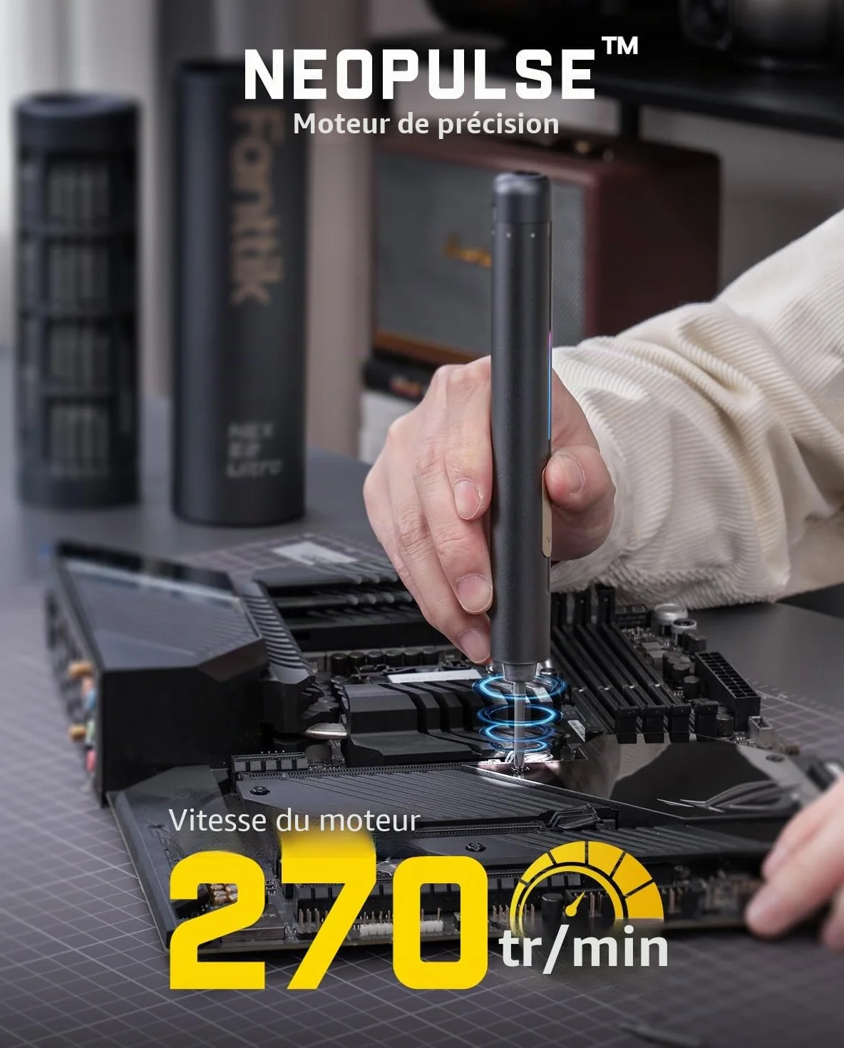 Fanttik E2 Ultra Mini tournevis électrique, couple maximal de 0,6 N.m, tournevis electrique sans fil avec 50 embouts magnétiques,convient pour téléphone portable/caméra/ordinateur portable/montre
