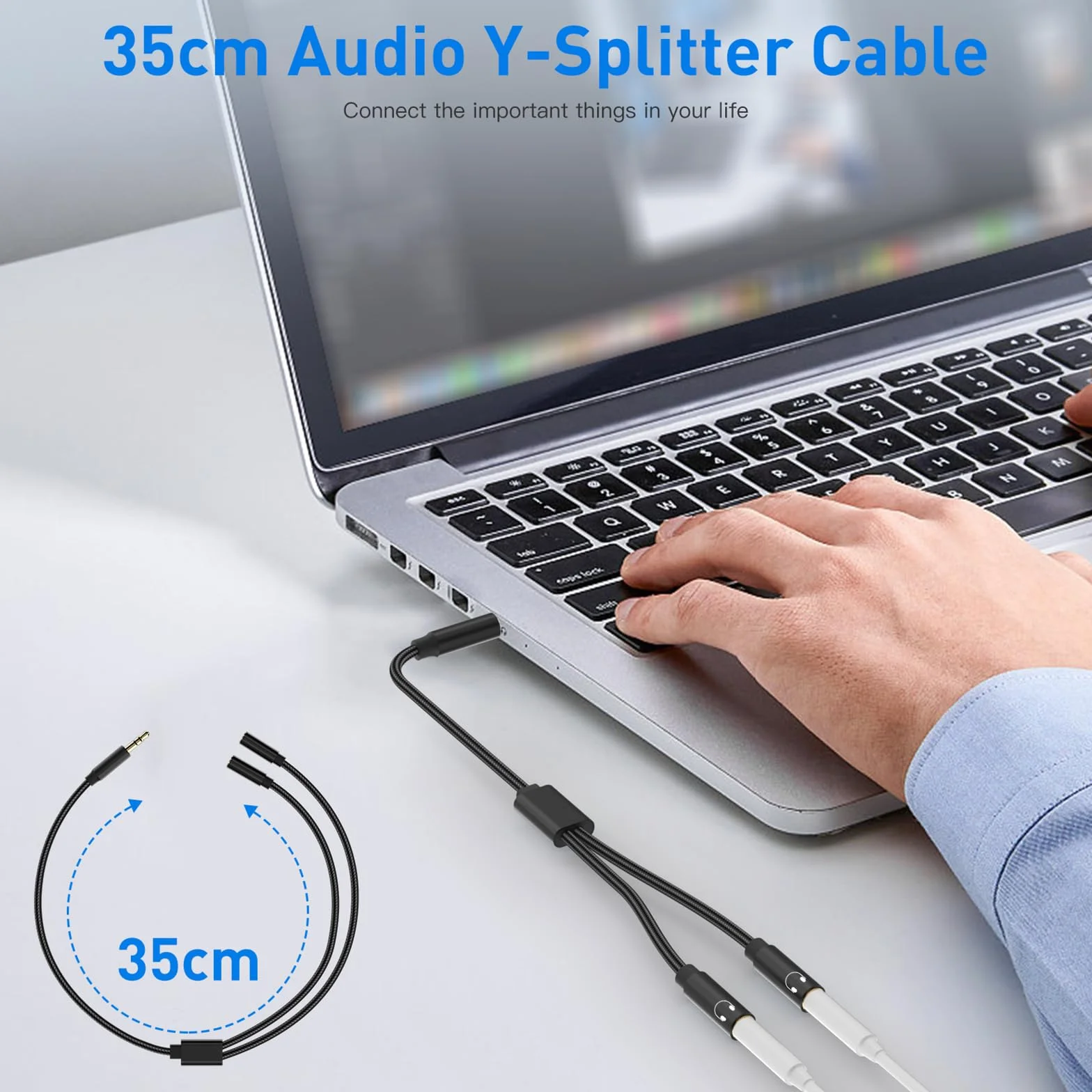 Splitter Audio Jack 3.5mm, 3,5 mm mâle vers Femelle Casque stéréo aux répartiteur câble Double Prise pour Ordinateur Portable,Tablette,Smartphone,Samsung,Haut-parleurs,PC,Live etc Noir