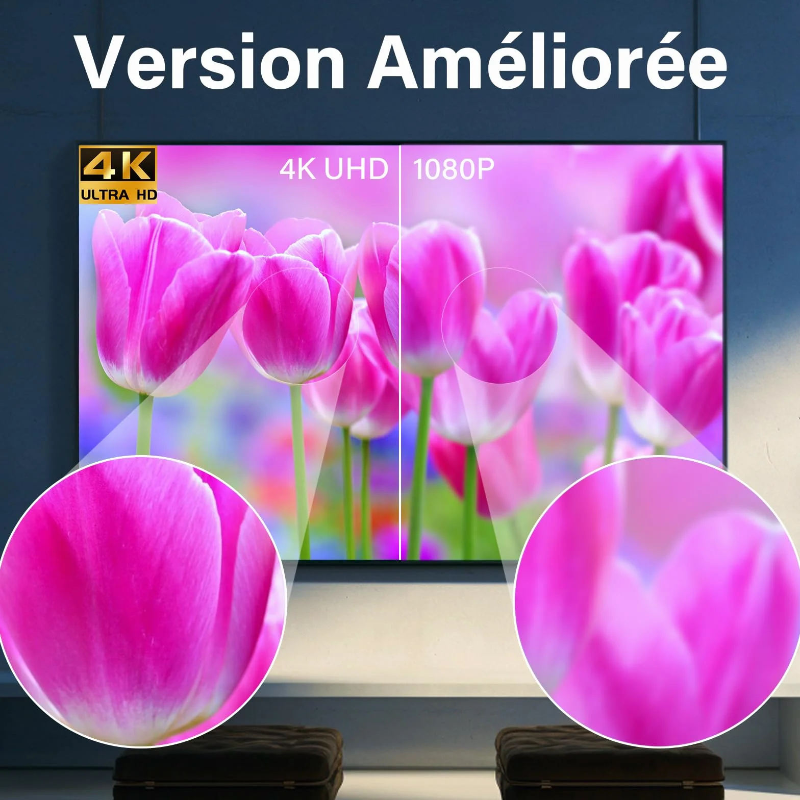 Antenne TV Intérieure Puissante, Antenne TNT Intérieure avec Amplificateur de Signal Intelligent,Réception 360° Longue Portée 500km,Compatible Smart TV 1080P 4K DVB-T/DVB-T2