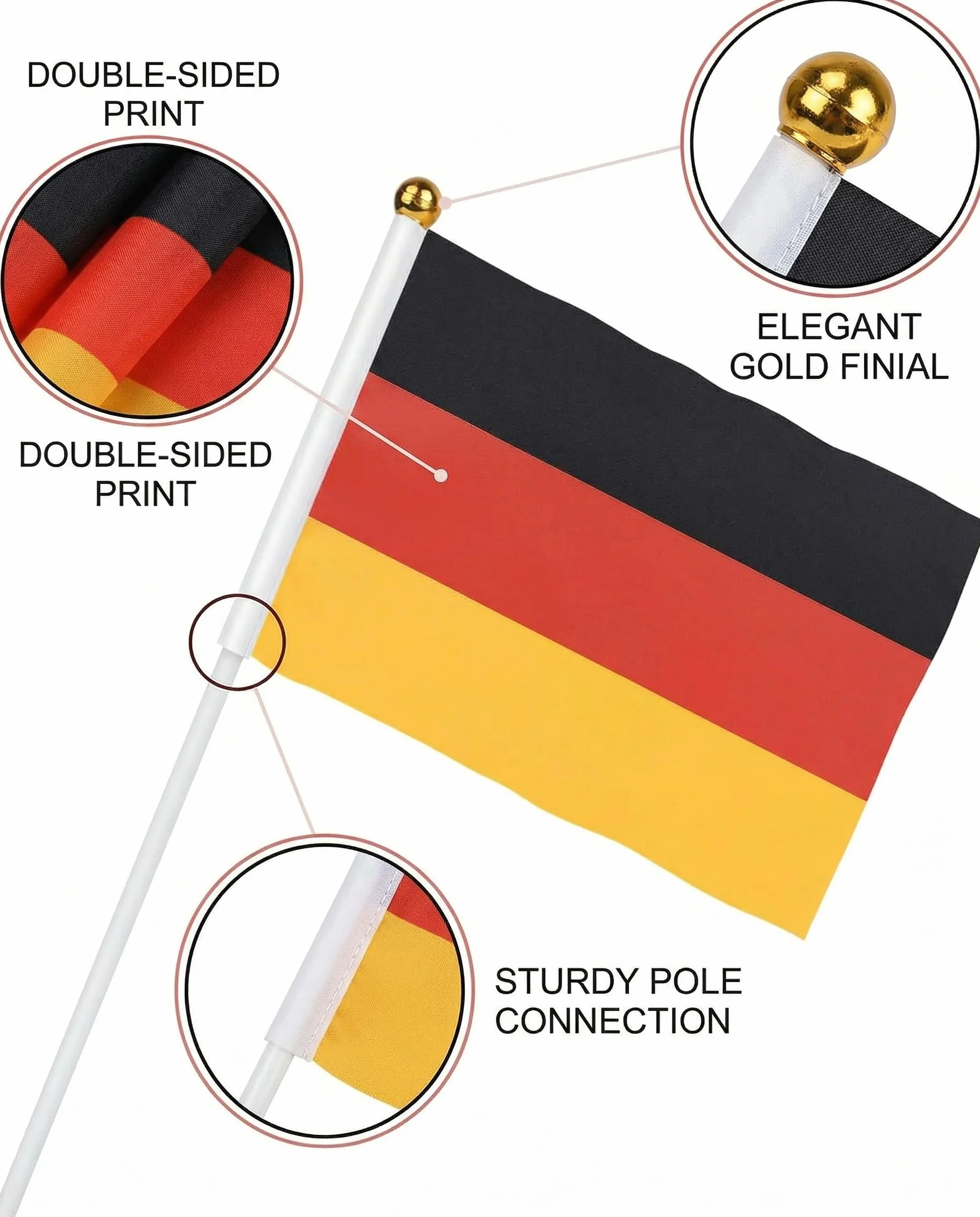 Drapeaux Européens 24 Pcs Hampe – Fanions Double Face Coupe du Monde 2026 Eurovision