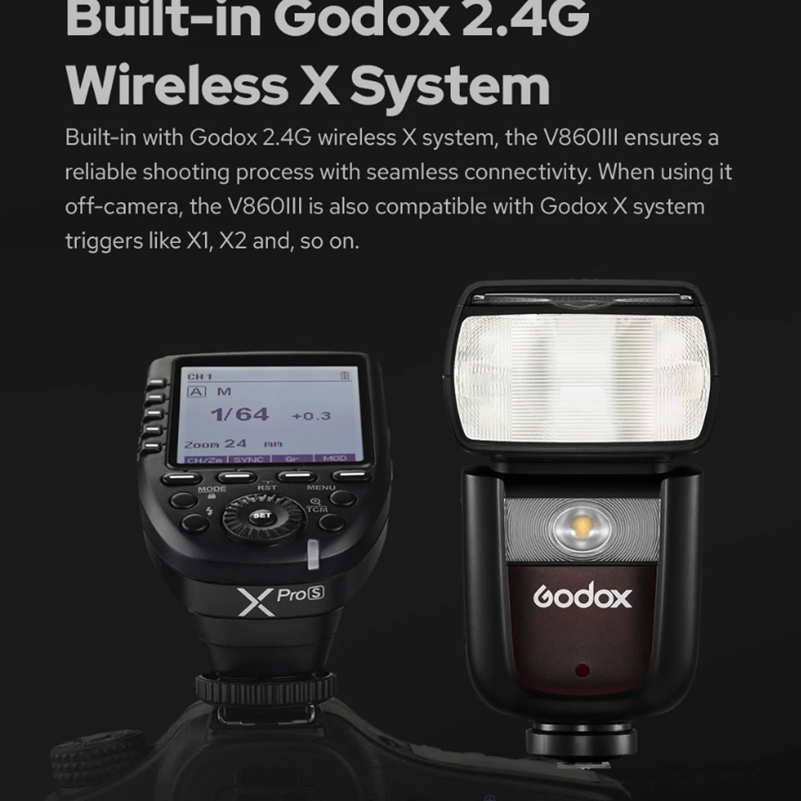 Godox V860III-S Flash for Sony Camera Flash Speedlite 7.2V/2600mAh Li-ION Battery, 2.4G Wireless HSS 1/8000 1.5s Recycle Time 10 Levels LED Modeling Light for Sony Cameras (Upgraded V860II-S)