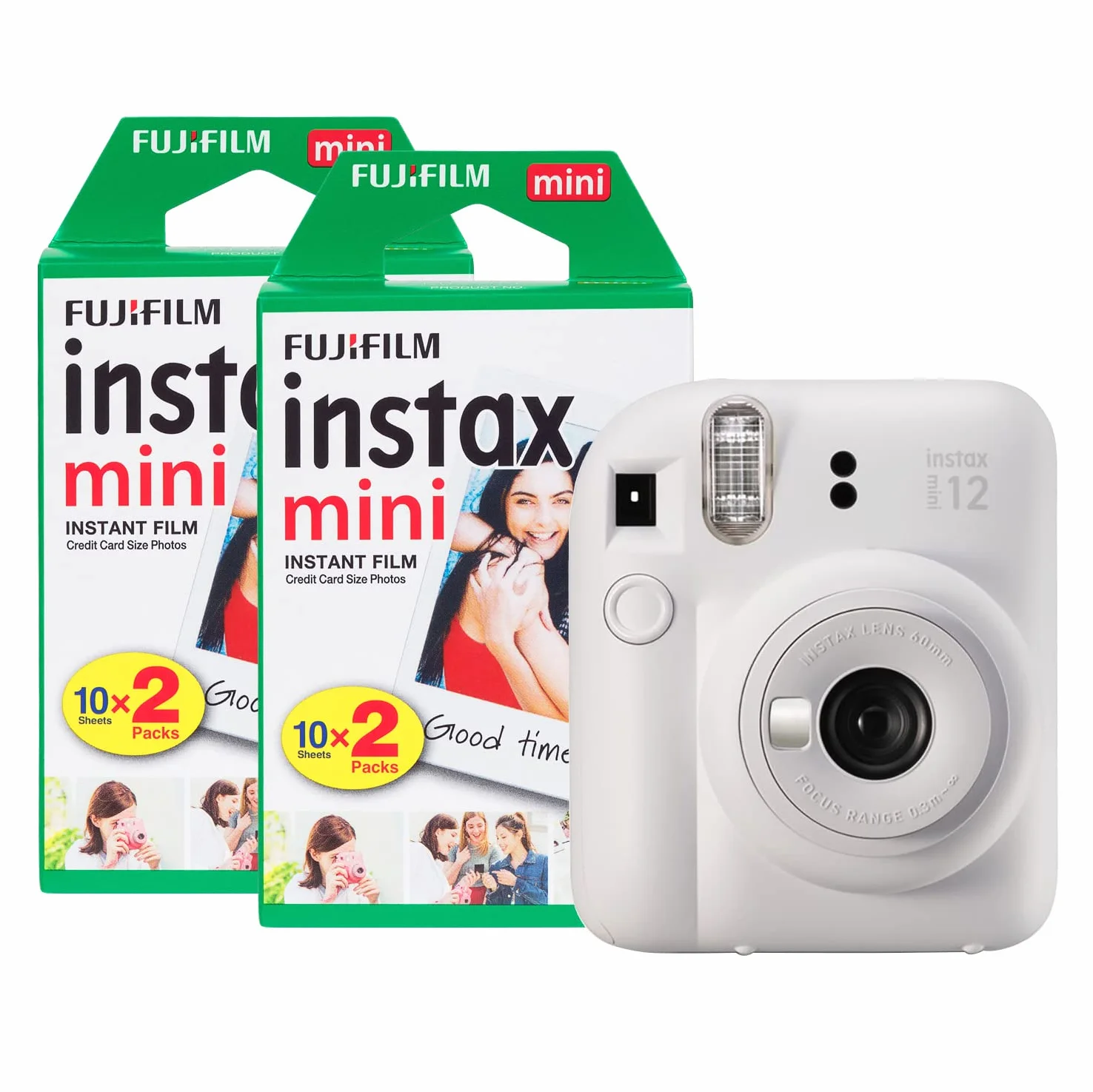 Fujifilm Instax Mini 12 Appareil Photo instantané avec Pack de 40 pellicules Blanc Argile