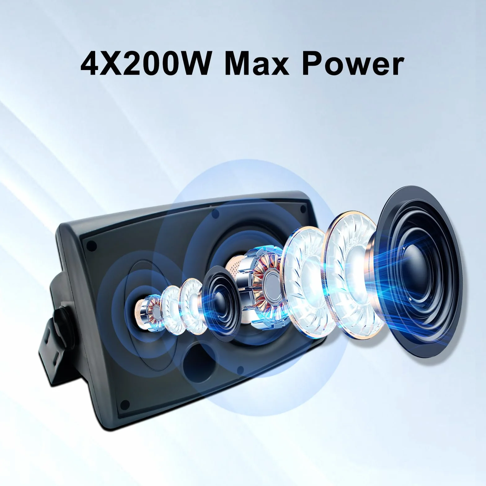 STUDIOFINIX Lot de 4 Haut-parleurs muraux d'extérieur de 16,5 cm 800 W – Solution Audio Haute Performance pour intérieur/extérieur, Maison, terrasse, Jardin, Jardin (Ensemble de 4 Haut-parleurs