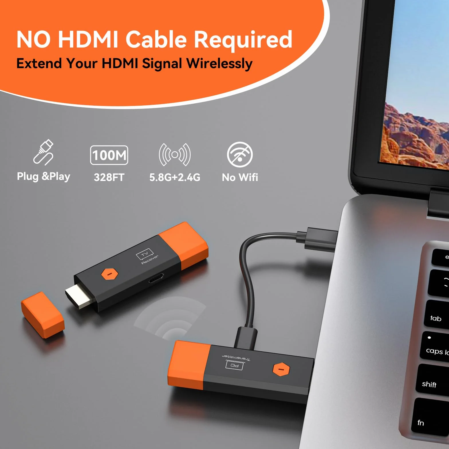Transmetteur & Récepteur HDMI sans Fil 4K – Double Bande 5.8G, Portée 50 m, Multi-écran (1 RX), Plug & Play, Entrée 4K Sortie 1080p avec EDID (1pcs)