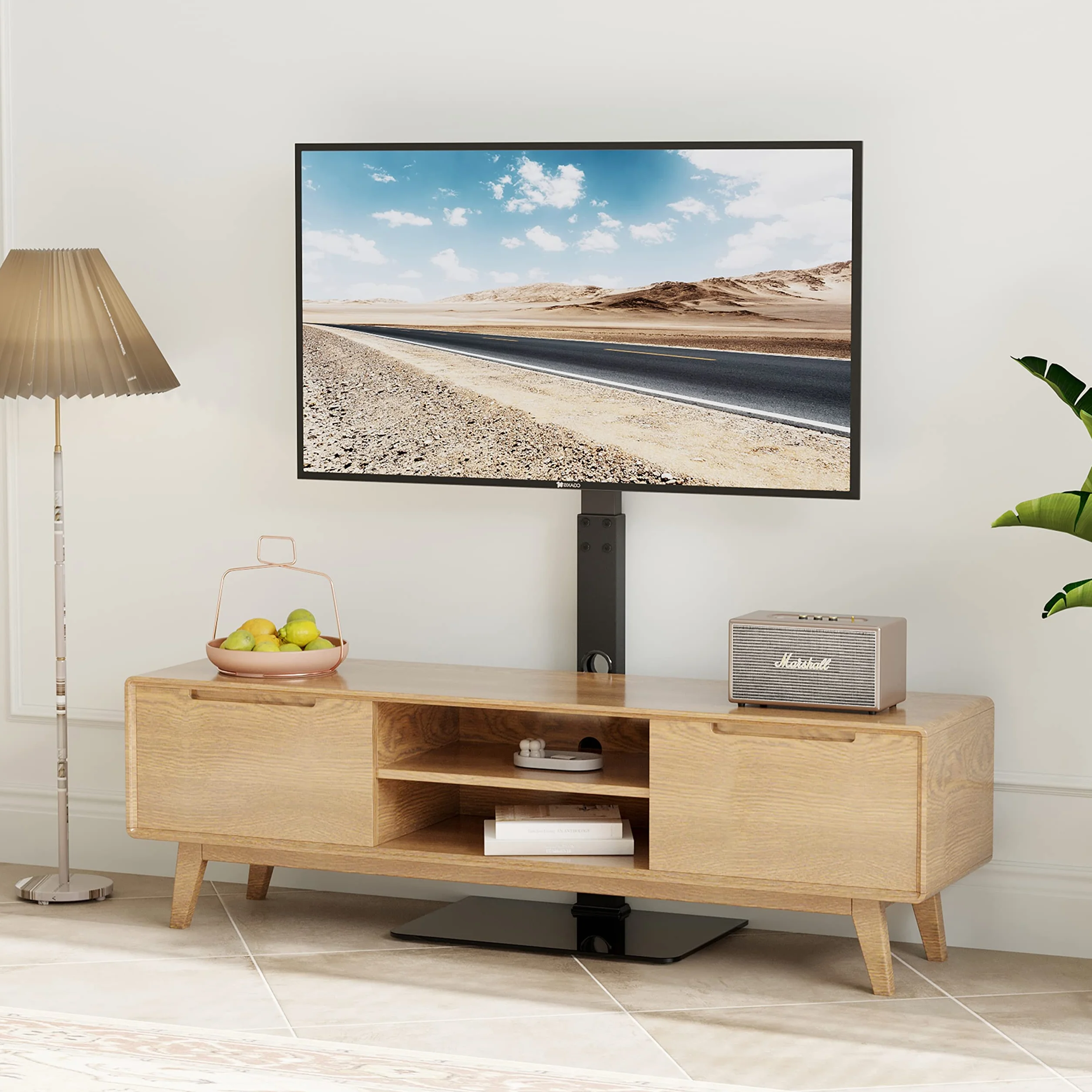 BONTEC Support TV de Sol pour Téléviseurs de 30-70 Pouces Plasma/LED/LCD/OLED Incurvés & Plats, Support TV Haut Réglable en Hauteur jusqu'à 40 kg, Max VESA 600x400 mm