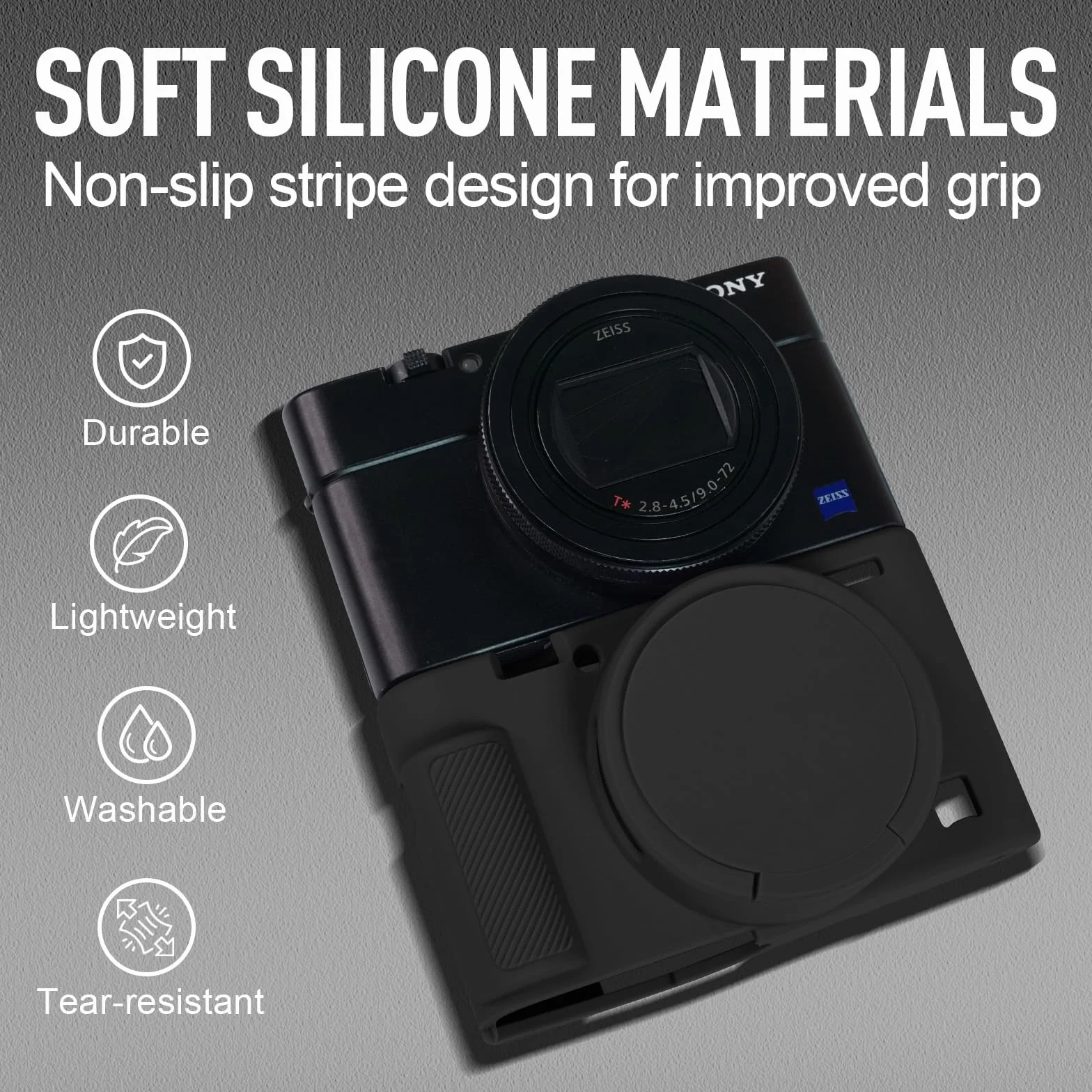 Étui Silicone Sony RX100 VII VI Protection Appareil Photo Coque Léger Noir