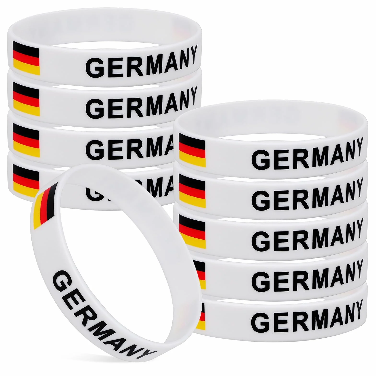 BESPORTBLE Lot de 10 bracelets en silicone Allemagne - Bracelets de sport robustes en caoutchouc