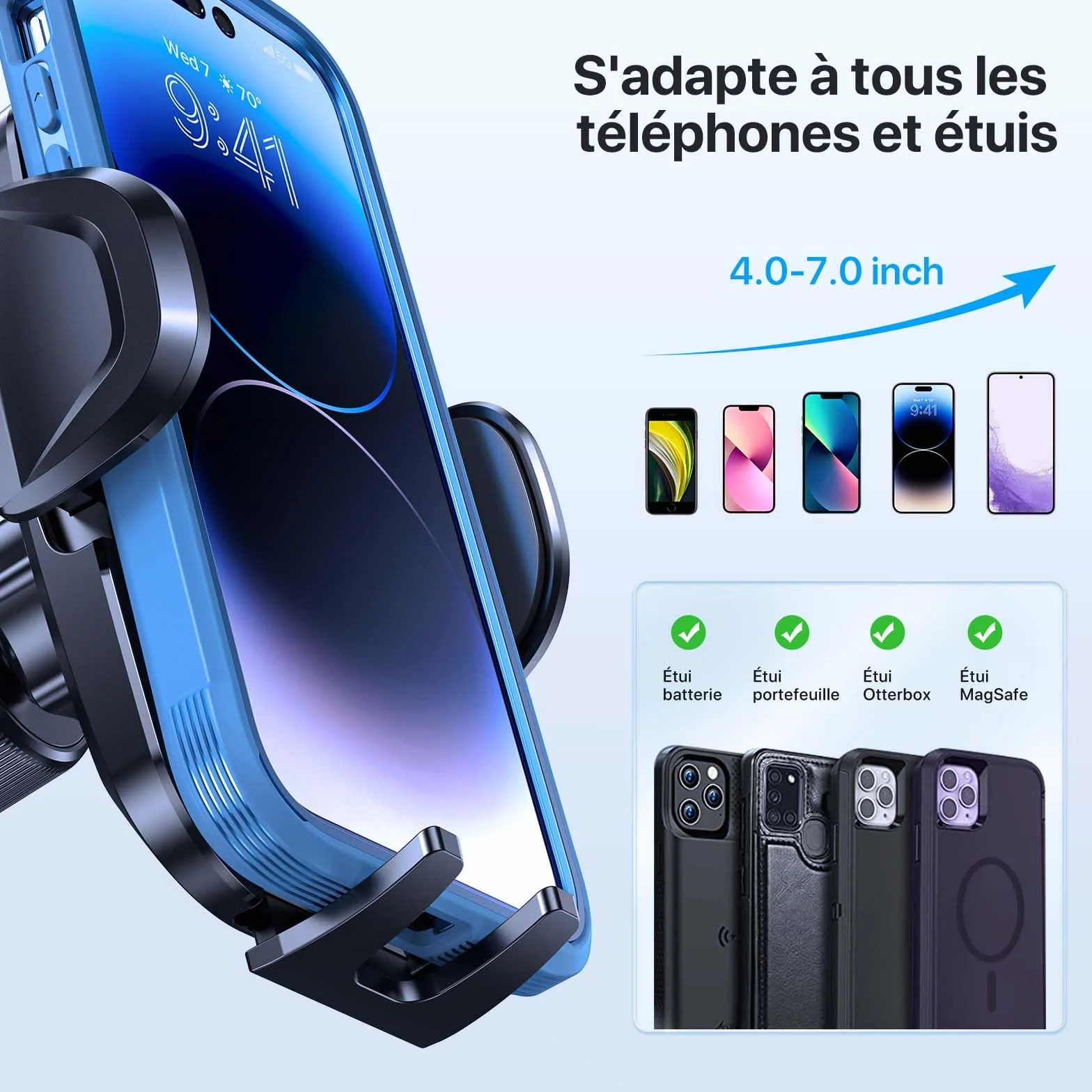 Miracase Support Telephone Voiture Bouche D'aération[Crochet Double Métallique Amélioré]360° Rotation Porte Téléphone Voiture Mains libres à une main pour tous les Smartphones