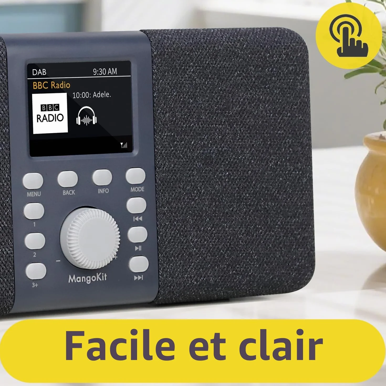 Radio Numérique DAB+ Stéréo Portable Bluetooth FM 40 Stations Préréglées Gris Foncé