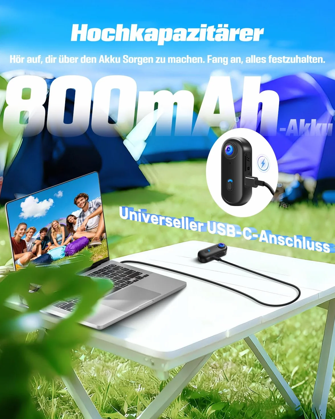 Camera Vlog WiFi, Camera Sport 4K Magnétique Mains Libres avec Clip Rotatif à 360°, Boîtier Etanche pour Promenades avec Animaux, Vélo, Voyages, Vlog, Dashcam Moto