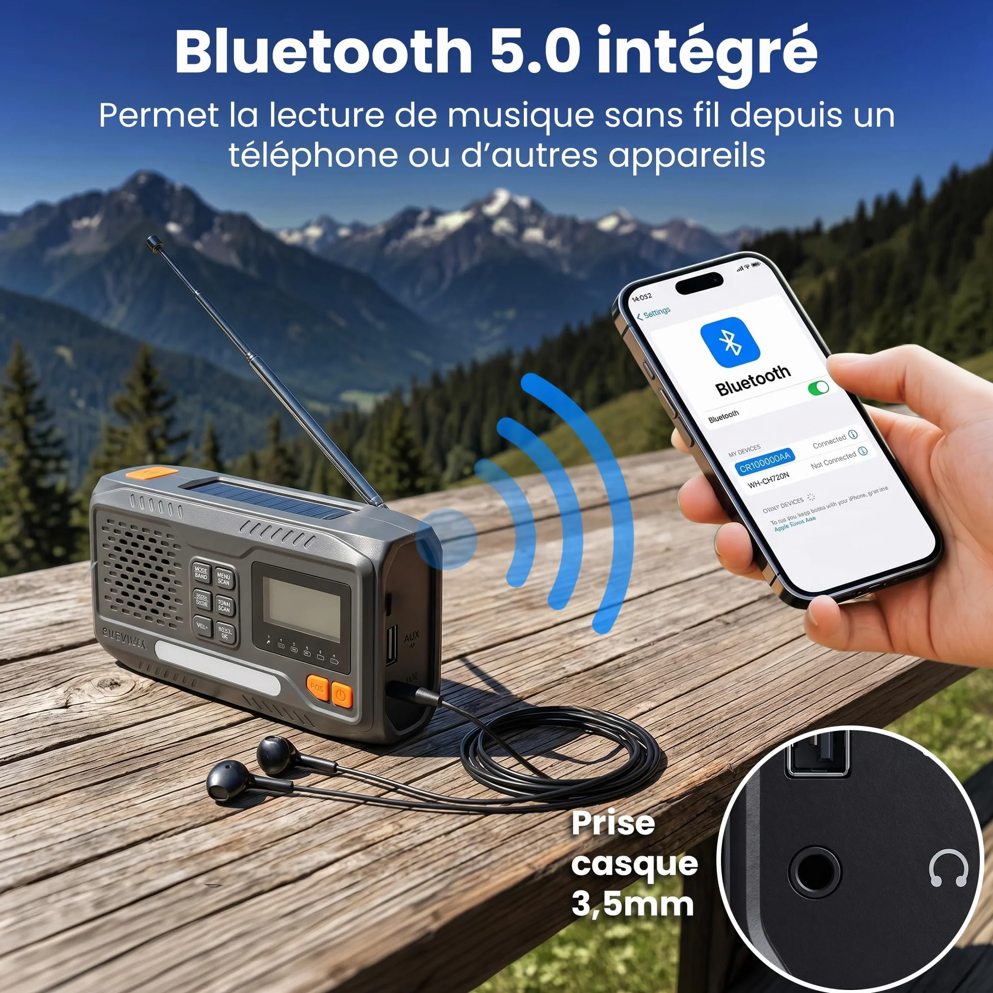 Radio Solaire Extralink 4500 mAh FM DAB Bluetooth LED SOS Camping