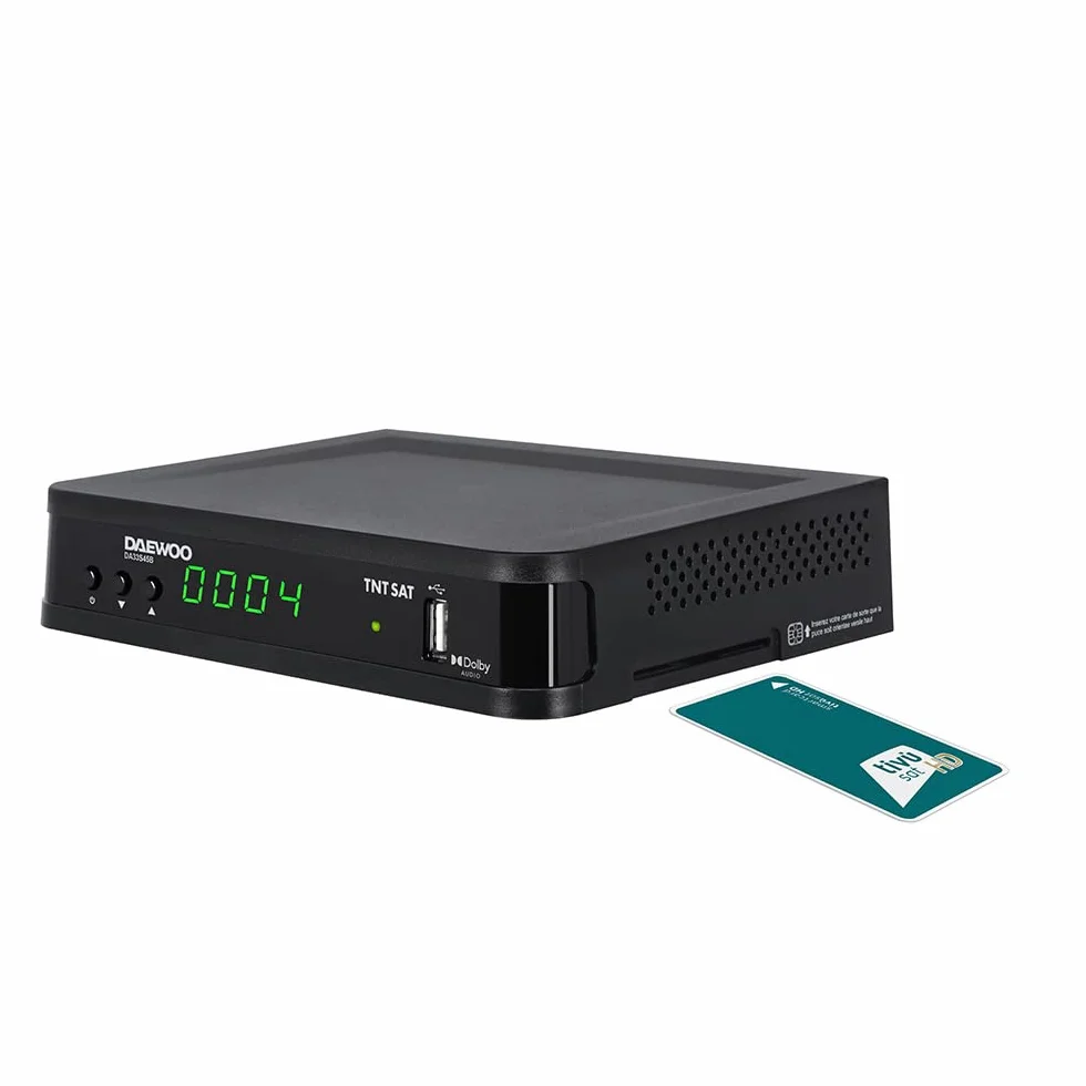 D2 Diffusion Daewoo Décodeur Satellite DVB S/S2 - TNT Sat - avec Carte d'abonnement Incluse - Dolby Digital Plus - AC3 - Tuner - EPG - avec télécommande