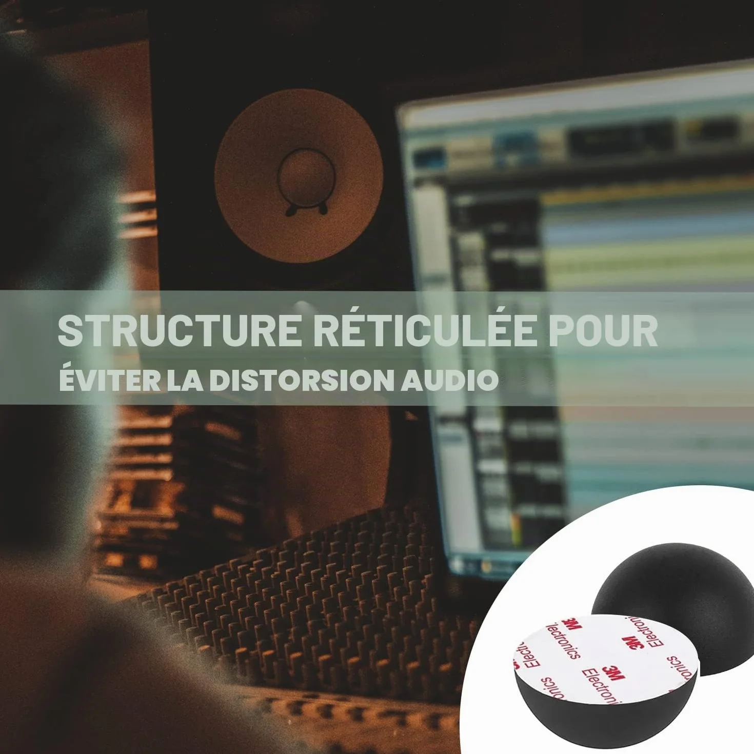 Pare-Chocs en Silicone Demi-Sphérique De 3,2 Cm, Pieds Isolants, Silicone, Coussin De Haut-Parleur Antidérapant avec Coussin Isolant De Tourne-Disque Auto-Adhésif,4 Pièces