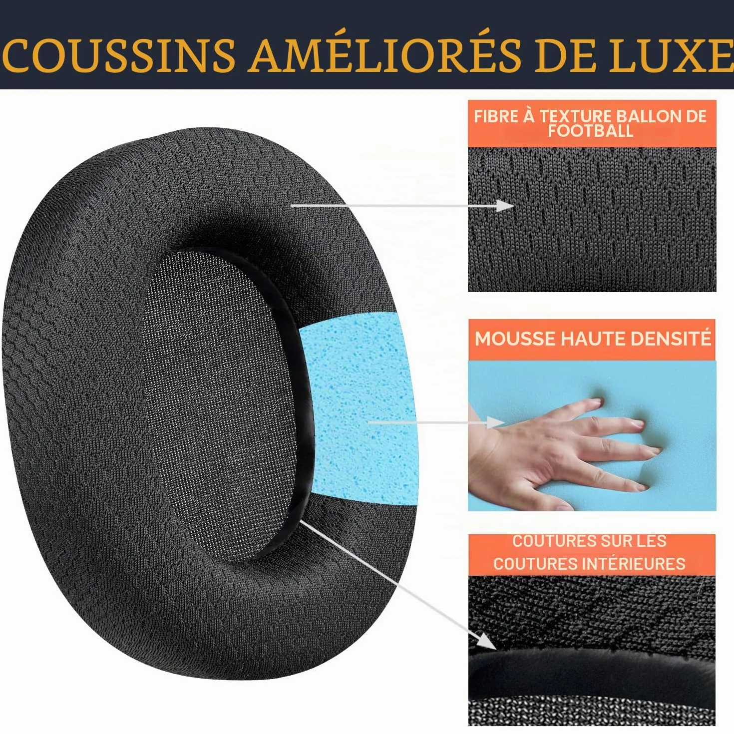 SOULWIT Mousse Coussinets pour SteelSeries Arctis 1/3/5/7/7+/7P/7P+/7X/7X+/9/9X/Pro/Prime, Isolation Phonique