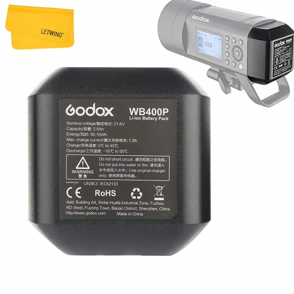 Godox WB400P Rechargeable Batterie au Lithium, 21.6V/2600mAh/56.16Wh pour Godox AD400Pro AD400ProII 400ws TTL 2.4G Flash de Studio