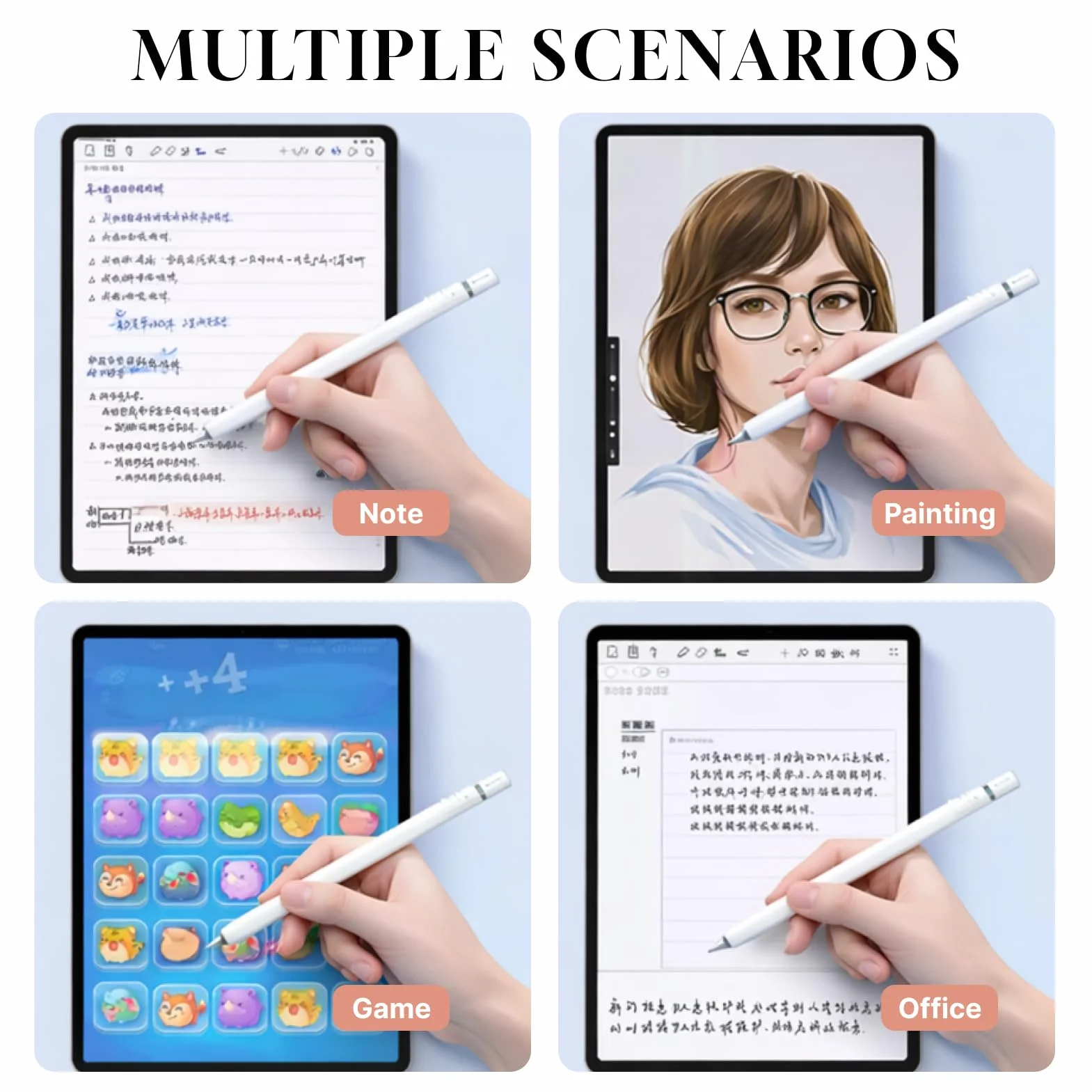 Lot de 3 Stylos Tactiles Universels 2 en 1 pour Smartphones, Tablette, Haute Précision Compatible iPad iPhone Android Samsung