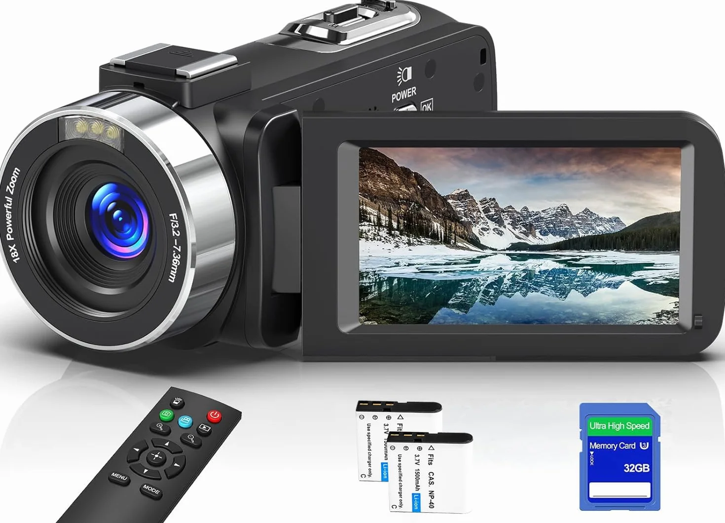 Caméscope 8K 64MP Caméra Vidéo Zoom Numérique 18X WiFi Écran Tactile UHD 3 Pouces IR Vision Nocturne Vlogging avec Carte SD 32 Go