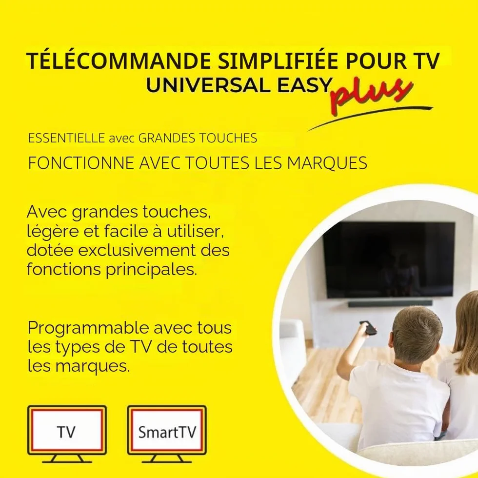 Télécommande Universelle TV Digiquest Easy avec Grandes Touches, Facile à Utiliser, idéale pour hôtels, hôpitaux, EHPAD et Personnes âgées