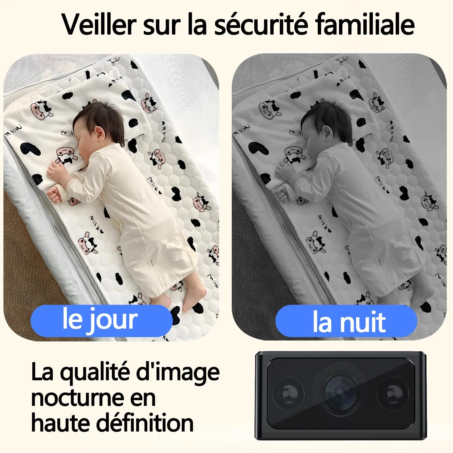 Caméra de surveillance intérieure/extérieure-Caméra cachée-Caméra HD 1080P, caméra mini-Convient pour le domicile,le bureau,la surveillance des animaux de compagnie et des enfants (sans WiFi)