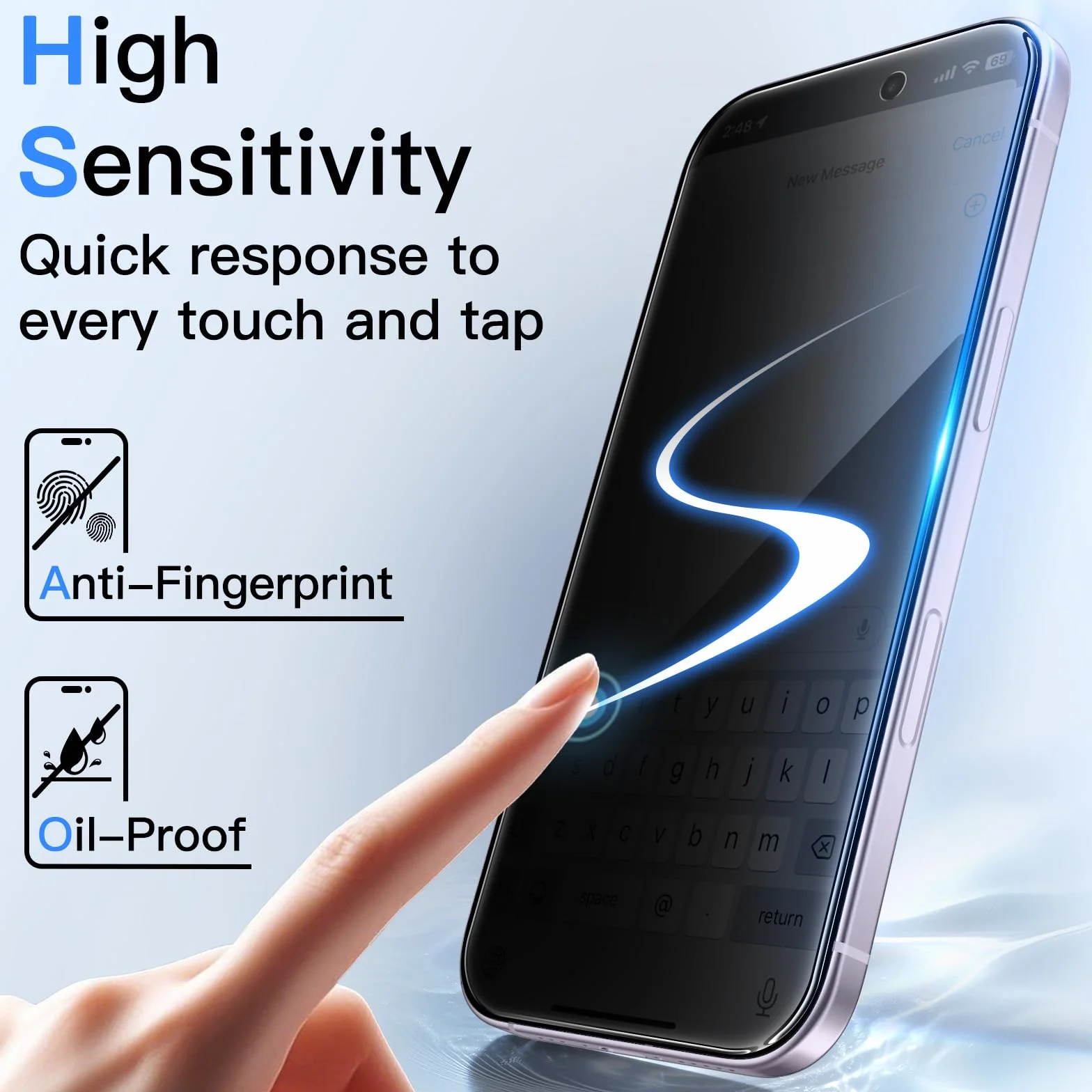 JETech Protection D'écran Anti-Espion pour iPhone 17 6,3 Pouces avec Protecteur d'objectif Caméra, Film en Verre Trempé, Outil d'Installation Facile, Lot de 2 Chacun