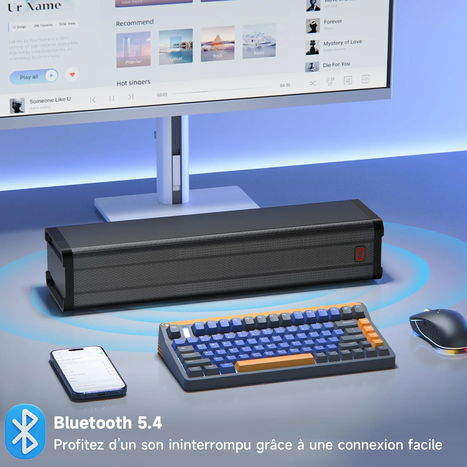 JYX Barre de Son TV 100W Bluetooth 5.4 HDMI Arc Optique AUX USB avec Tweeter Woofer 4 Pouces