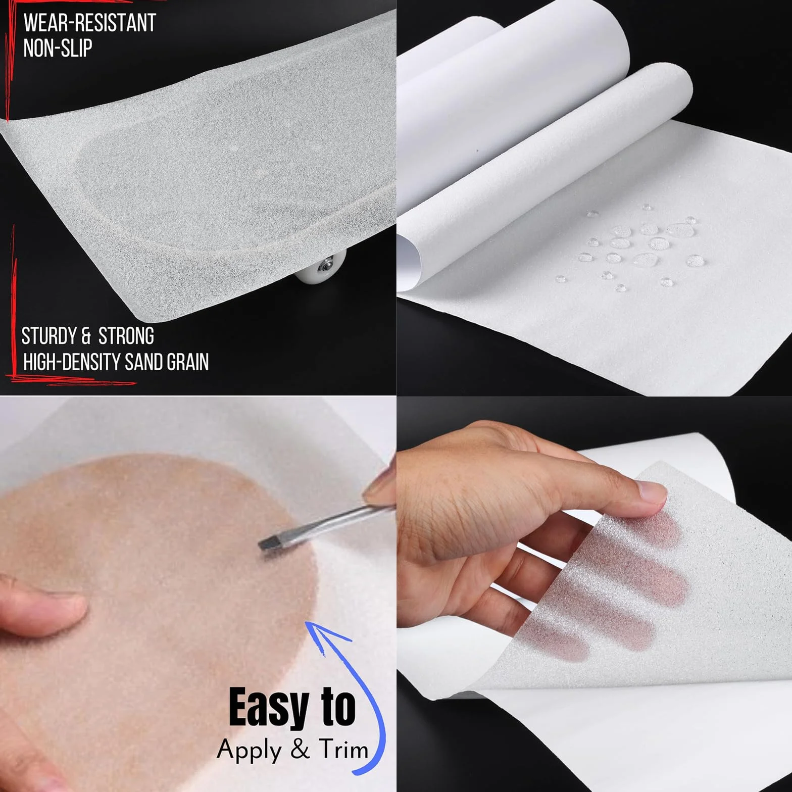 Sangle de Skateboard Transparente 33x9 Pouces Antidérapante Imperméable Grip pour Skateboard Longboard