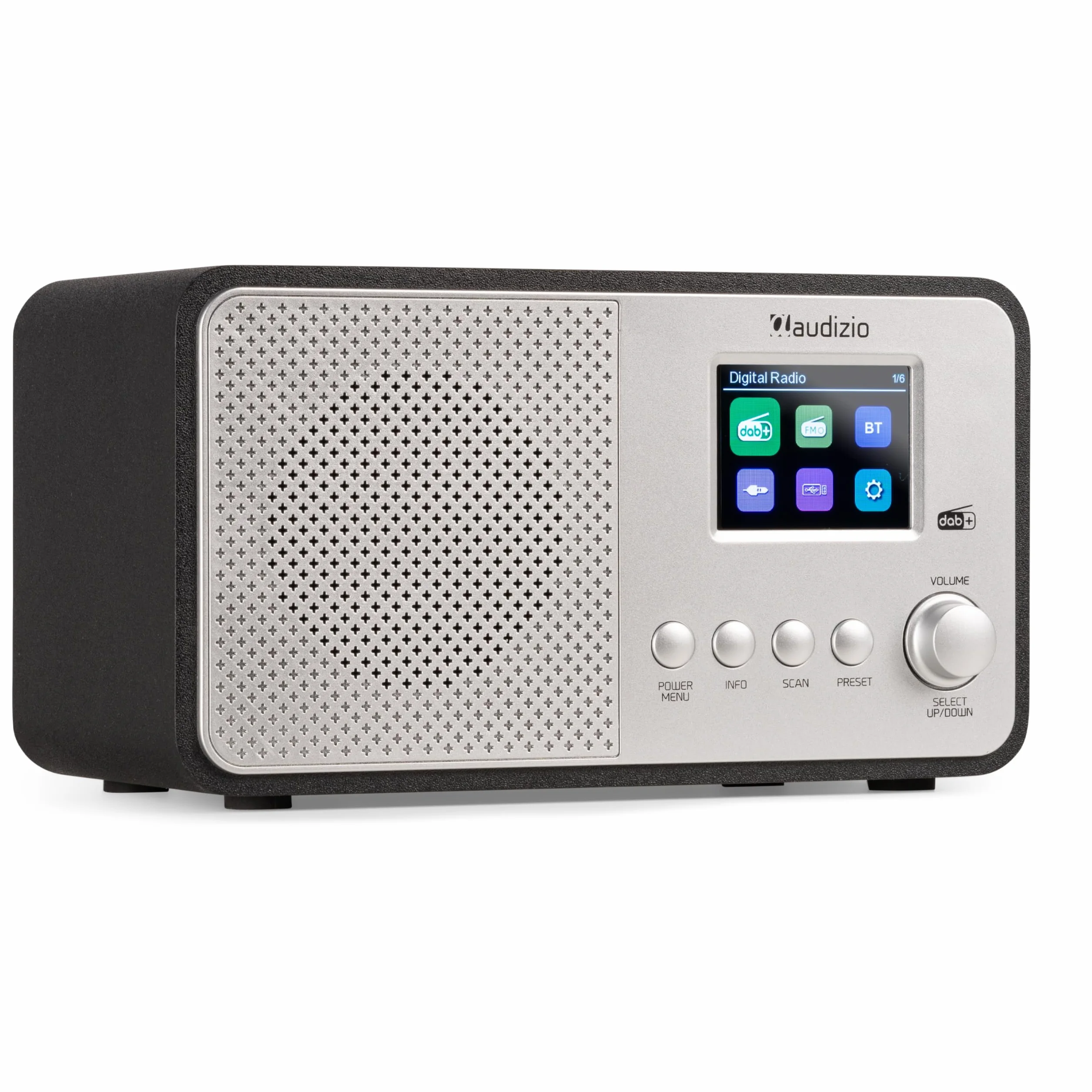 Audizio Avio Radio Dab+ Bluetooth 5.0 - Aluminium, 20 Stations Enregistrables, Écran Couleur 2,4", Haut-Parleur Intégré, Port USB, Idéale pour Écouter la Radio à la Maison