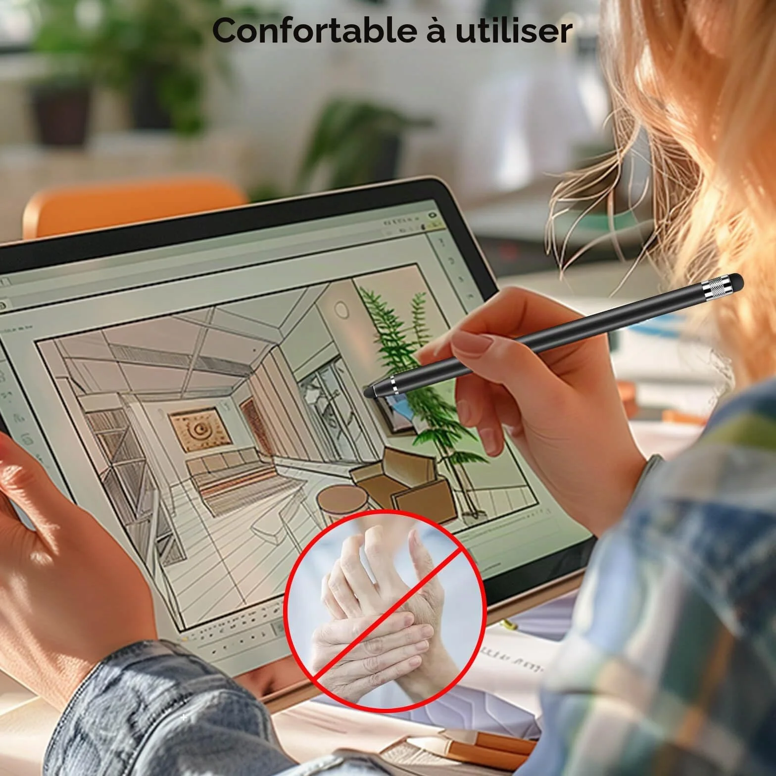 Stylet Tablette Universel 2 en 1 pour Écran Tactile, 4 Pièces avec 8 Embouts de Rechange pour Smartphones, Tablettes, Samsung Galaxy, iPad (Argent+Noir+Rose+Bleu)