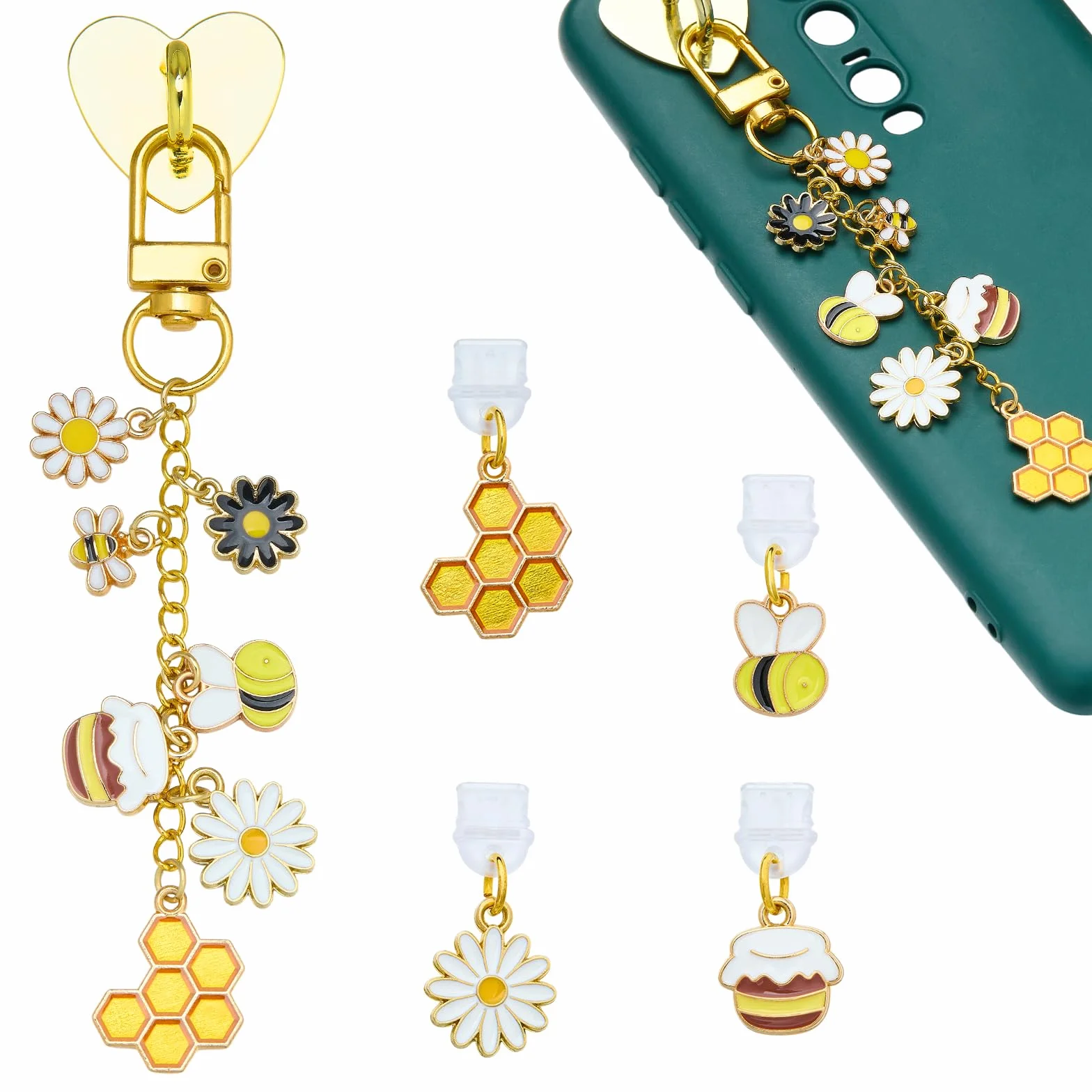 Pendentif de téléphone portable avec bouchon anti-poussière USB C assorti