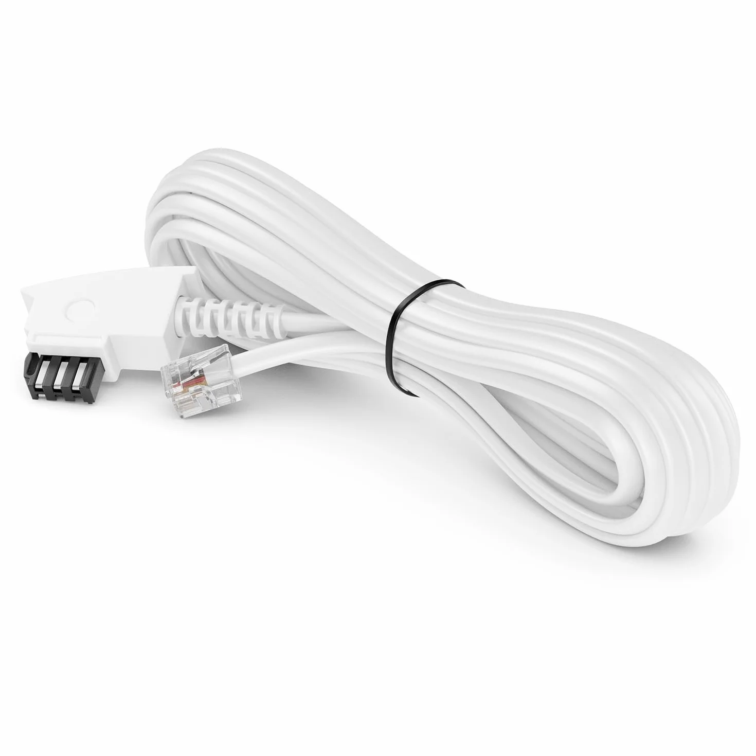 deleyCON 10m Câbles Téléphoniques TAE-F Mâle à RJ11 Mâle 6P4C Câble Plat Terminaux Analogiques à Prise Téléphonique TAE-F Téléphone Modem Routeur Répondeur Blanc