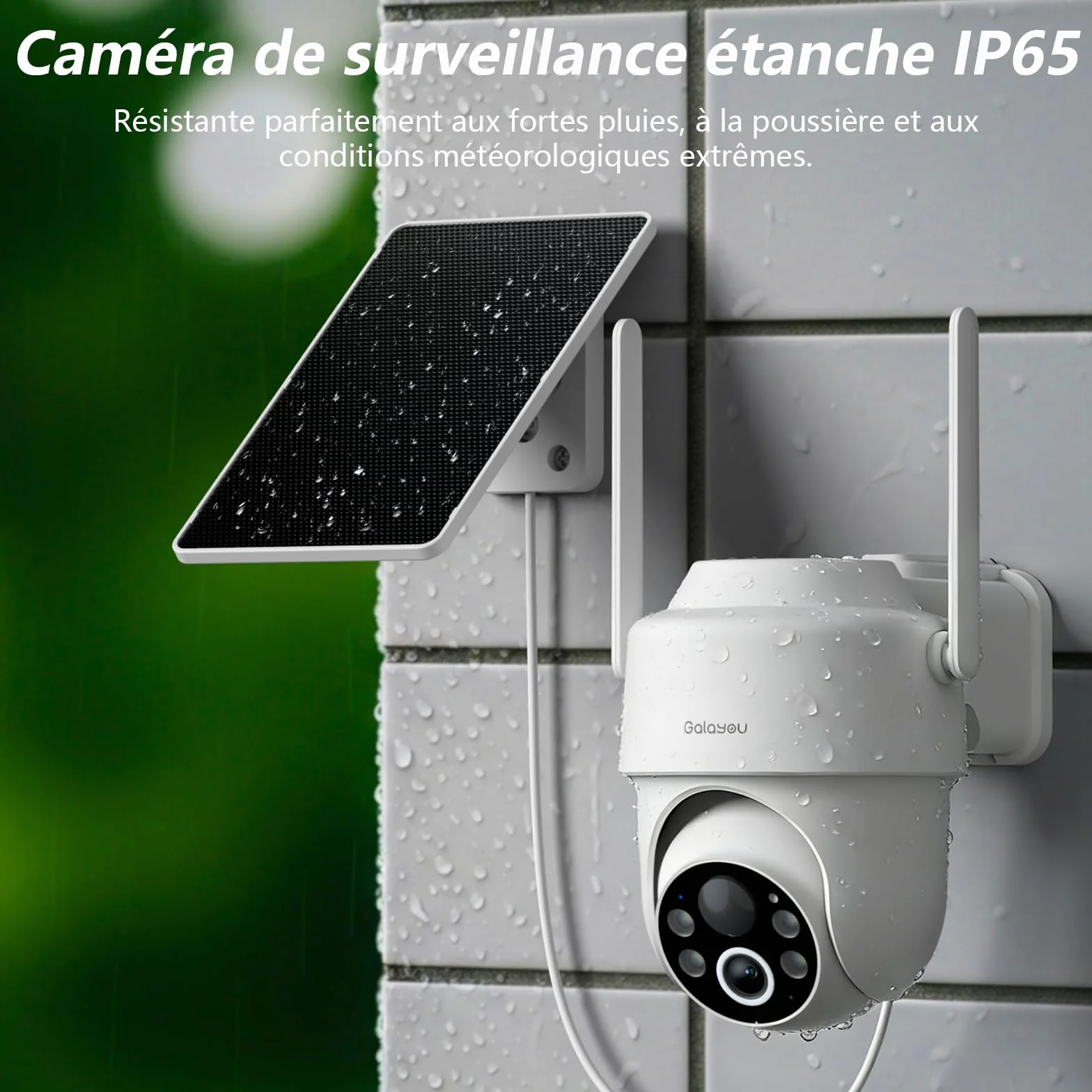 GALAYOU Camera Surveillance WiFi Exterieure sans Fil Batterie 2K Panneau Solaire 2,4GHz Alerte PIR Vision Nocturne Audio Bidirectionnel
