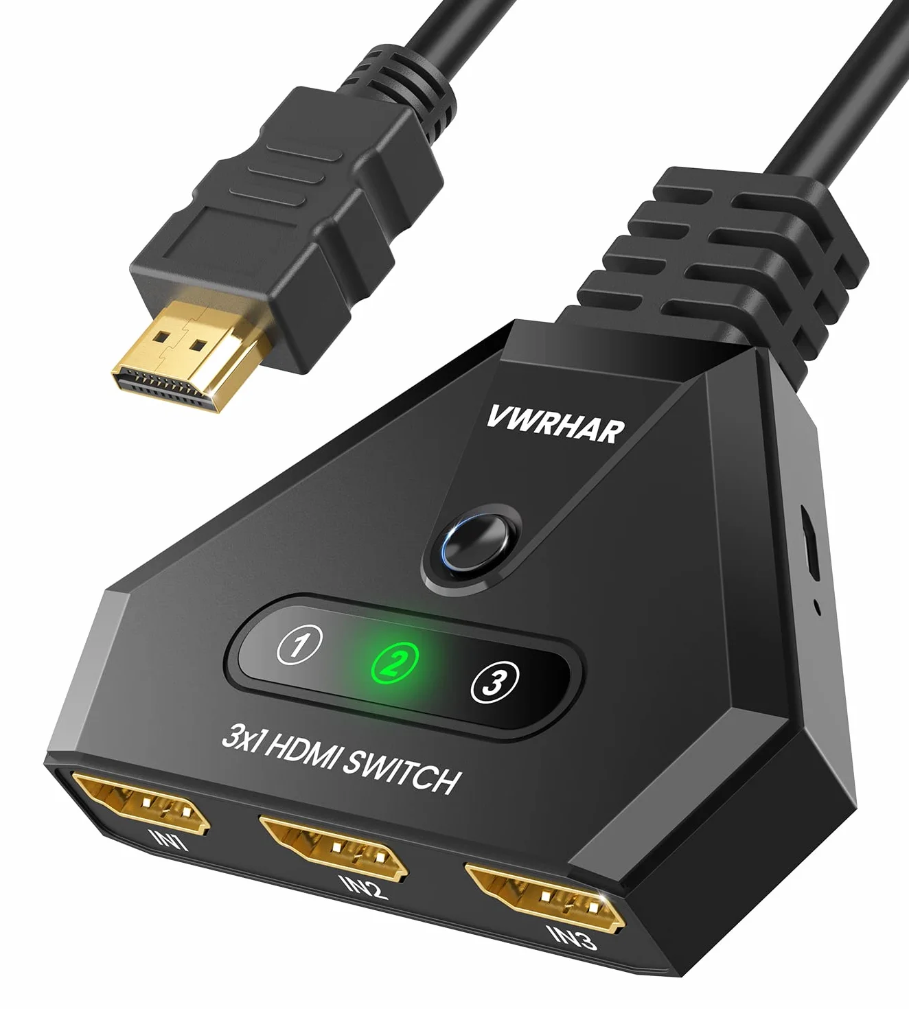 Switch HDMI, Multiprise HDMI Switch 4K 3 Entrée 1 Sorties Multi HDMI avec Câble Haute Vitesse, Commutateur HDCP 2.2 UHD/3D/4K pour TV Fire Stick, PS5,Sky Box,X Box,Games Consoles,DVD,PC,Roku Etc