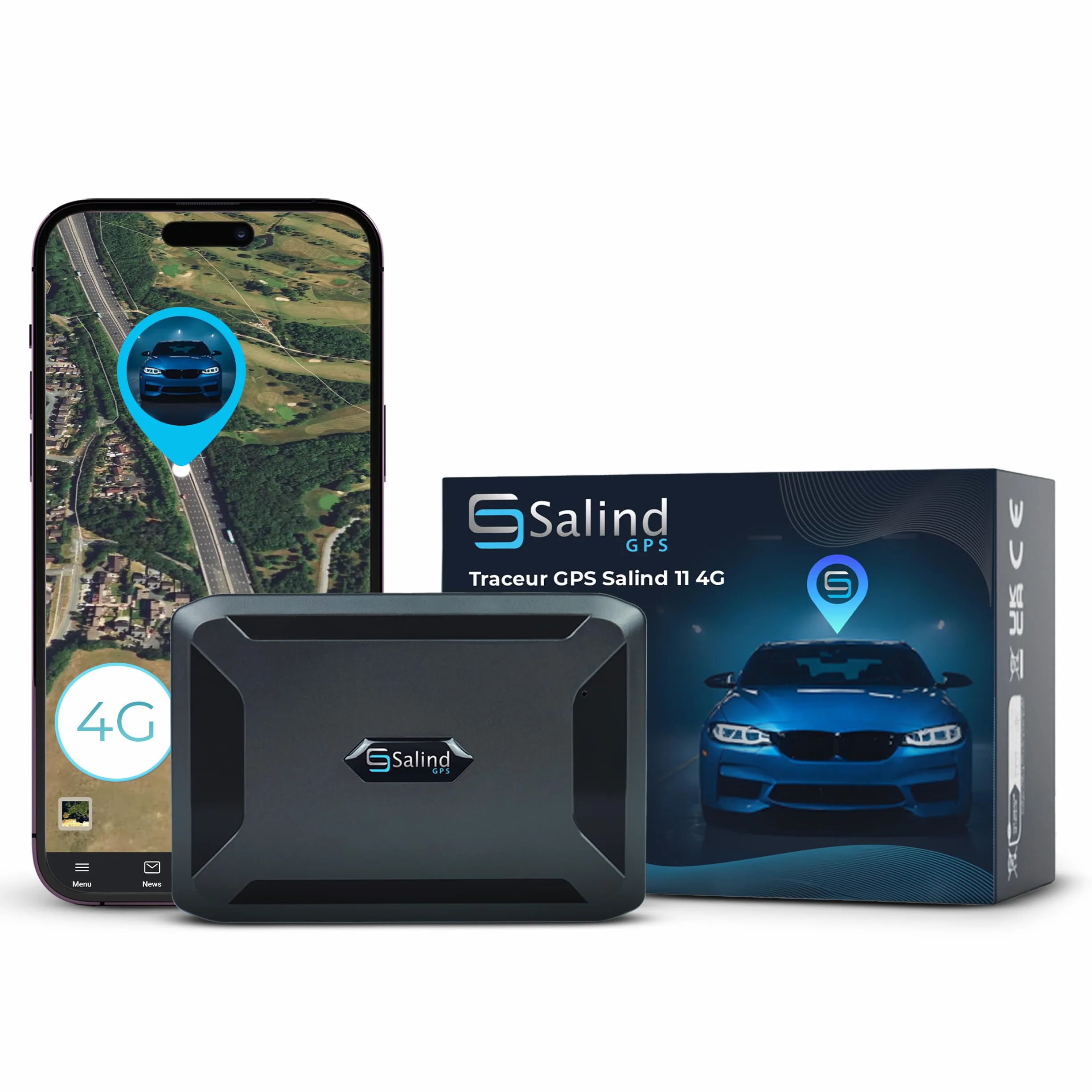 Salind 11 4G - Traceur GPS avec Aimant pour Voitures, véhicules et Machines - Suivi en Temps réel, Historique des trajets et alertes de sécurité - Jusqu’à 70 Jours d’autonomie