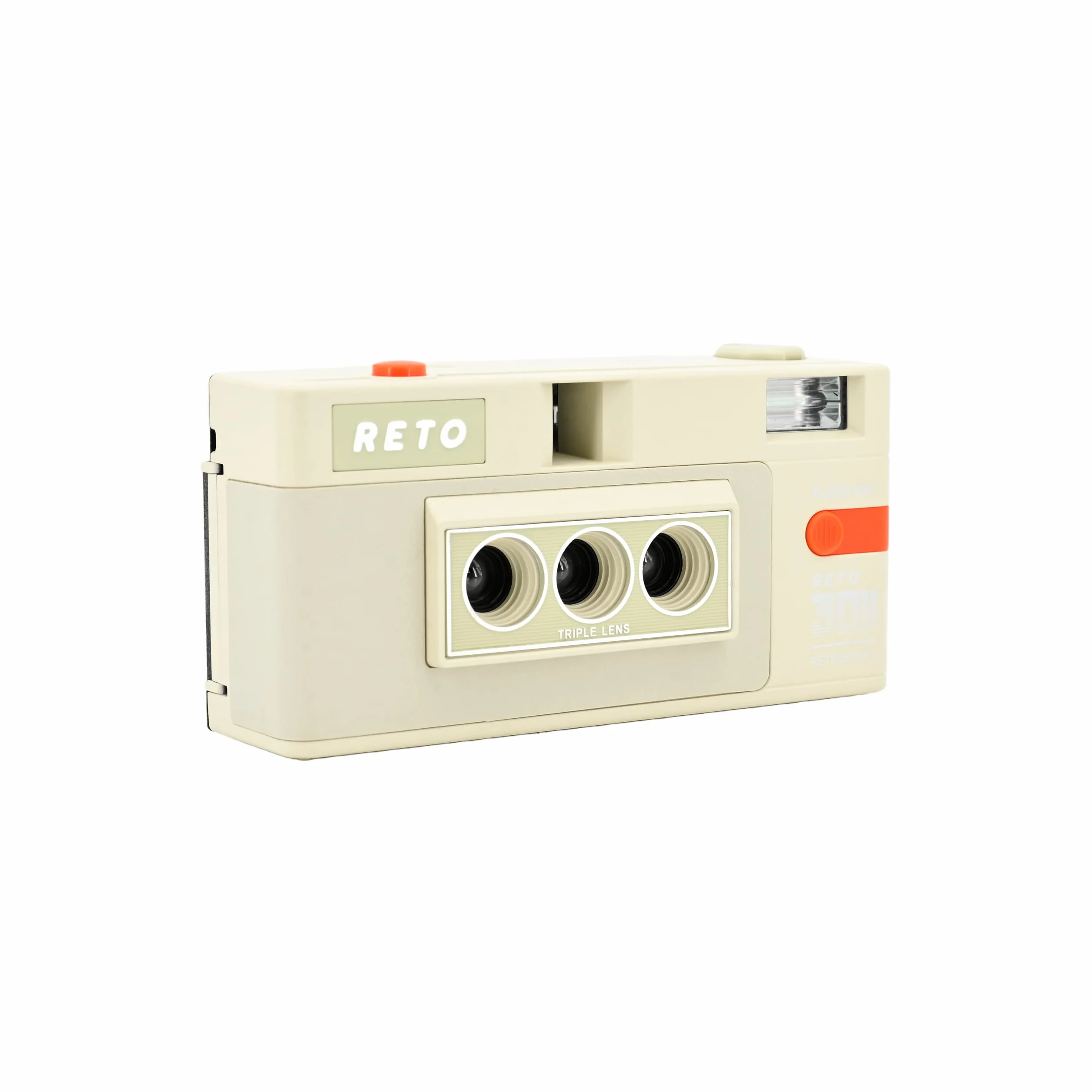 RETO Reto3D 35mm 3D Film Camera - Retro Lenticular 3D Effect Boomerang Wigglegram Camera (White Retrospect Edition)